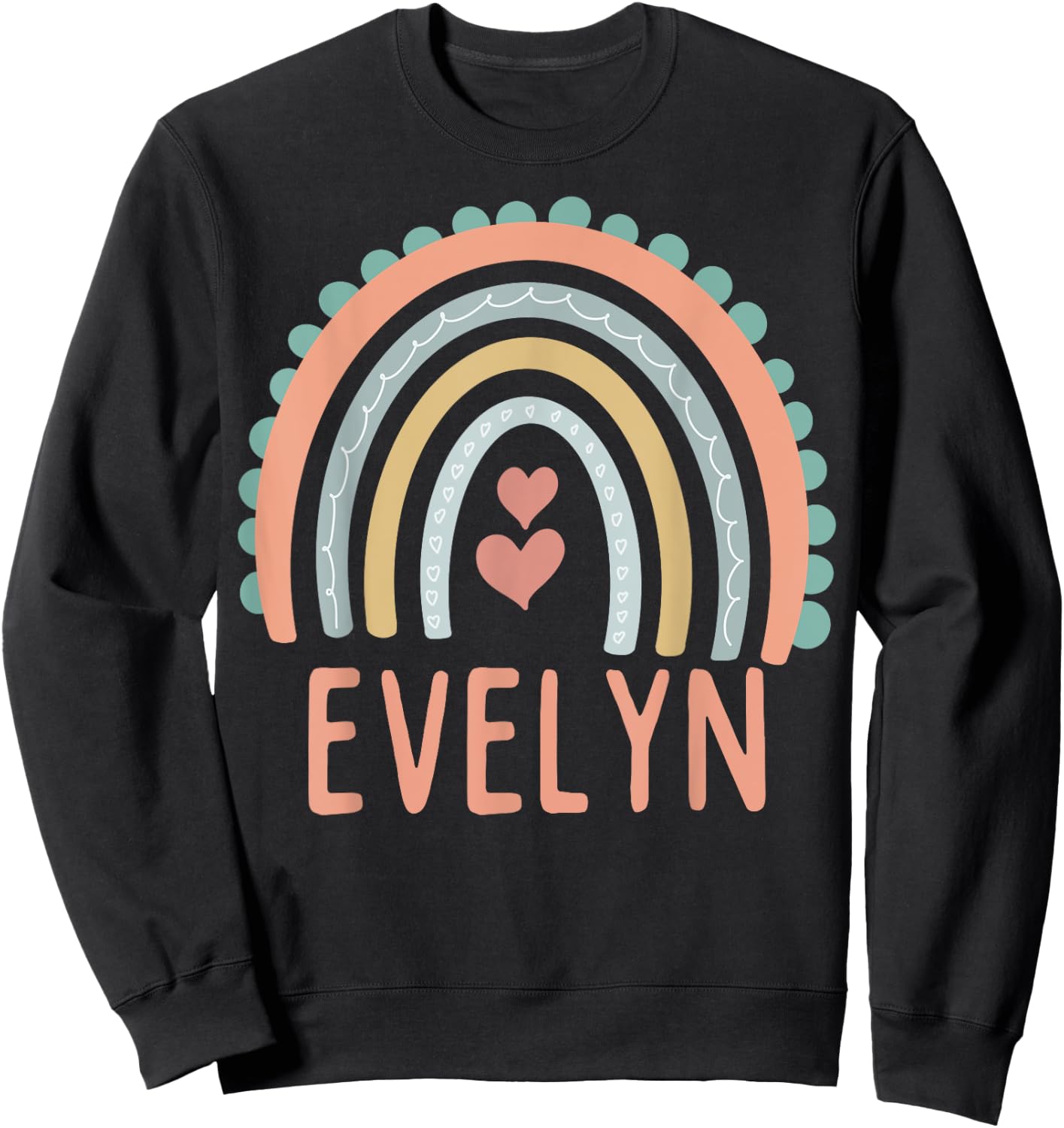 Hello My Name Is EVELYN Rainbow Name Custome Pre-K School Sweatshirt - Sweatshirt | Black
