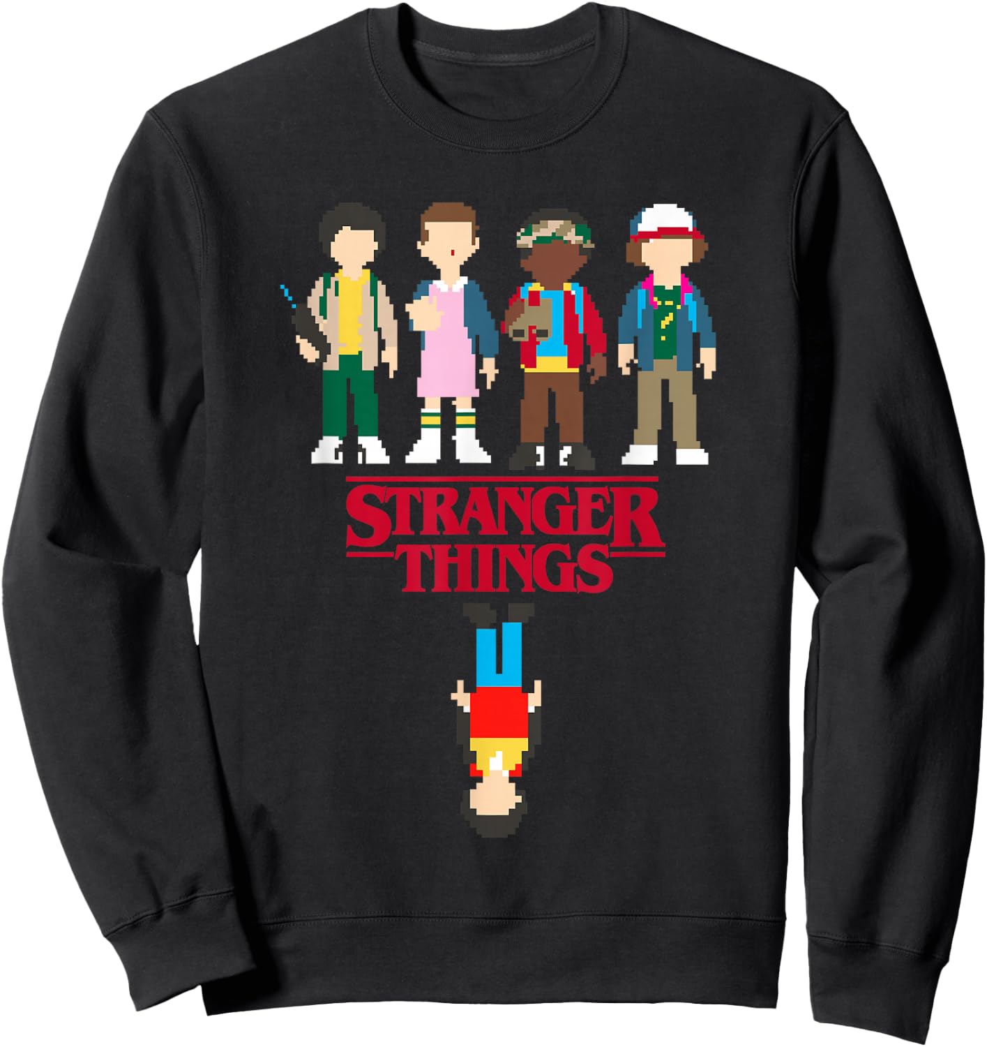 Stranger Things Retro 8-Bit Pixel The Party Upside Down Logo Sweatshirt - Sweatshirt | Black