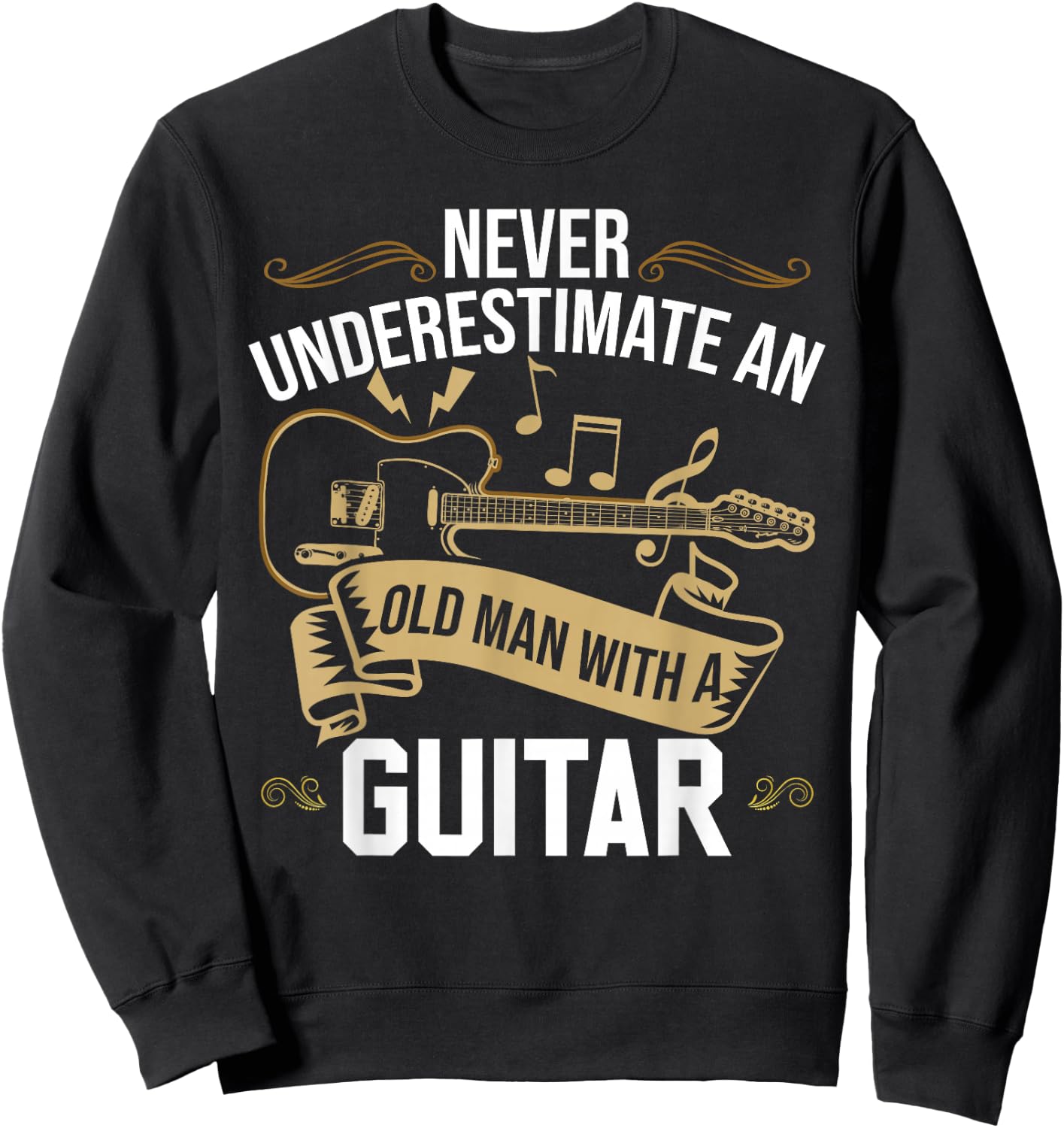 Guitarist Guitar Old Men Guitar Sweatshirt - Sweatshirt | Black