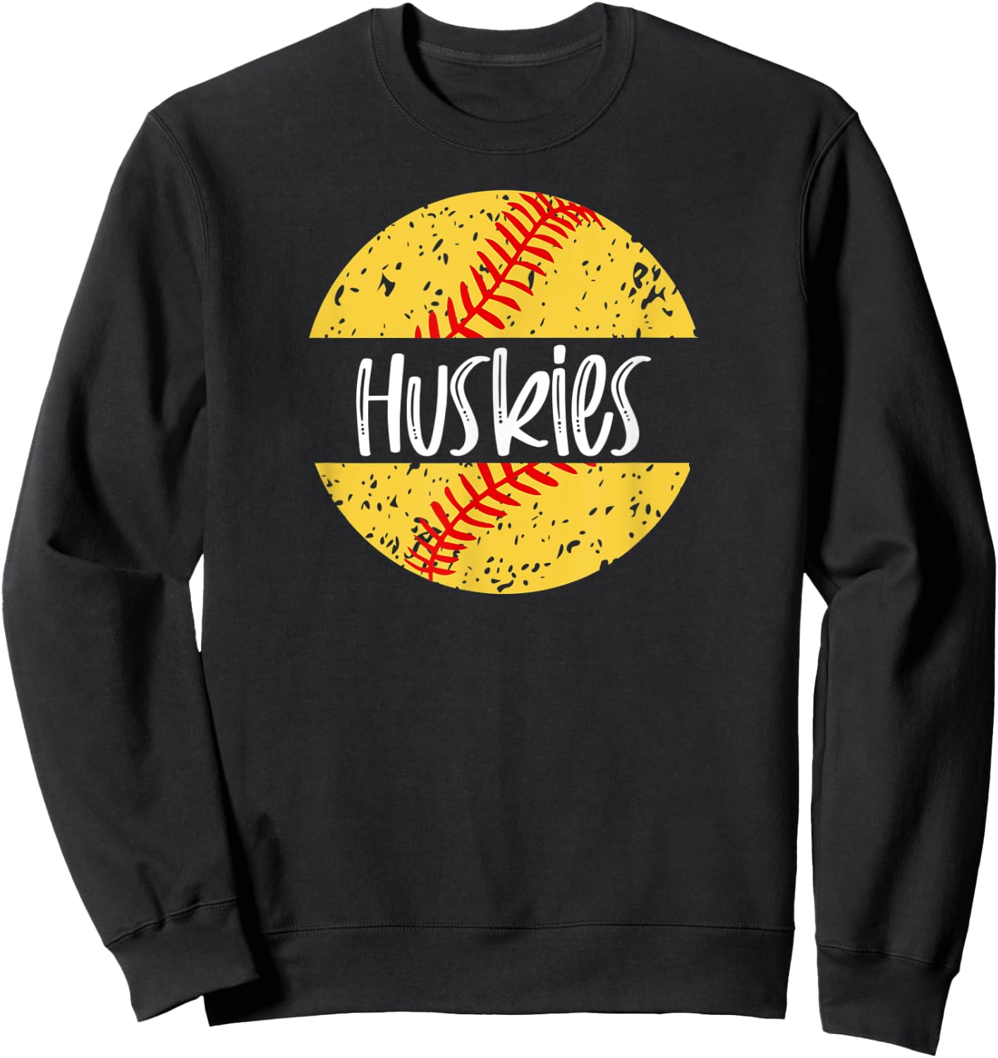 Huskies Softball Team Mascot School Spirit Game Day Sweatshirt - Sweatshirt | Black
