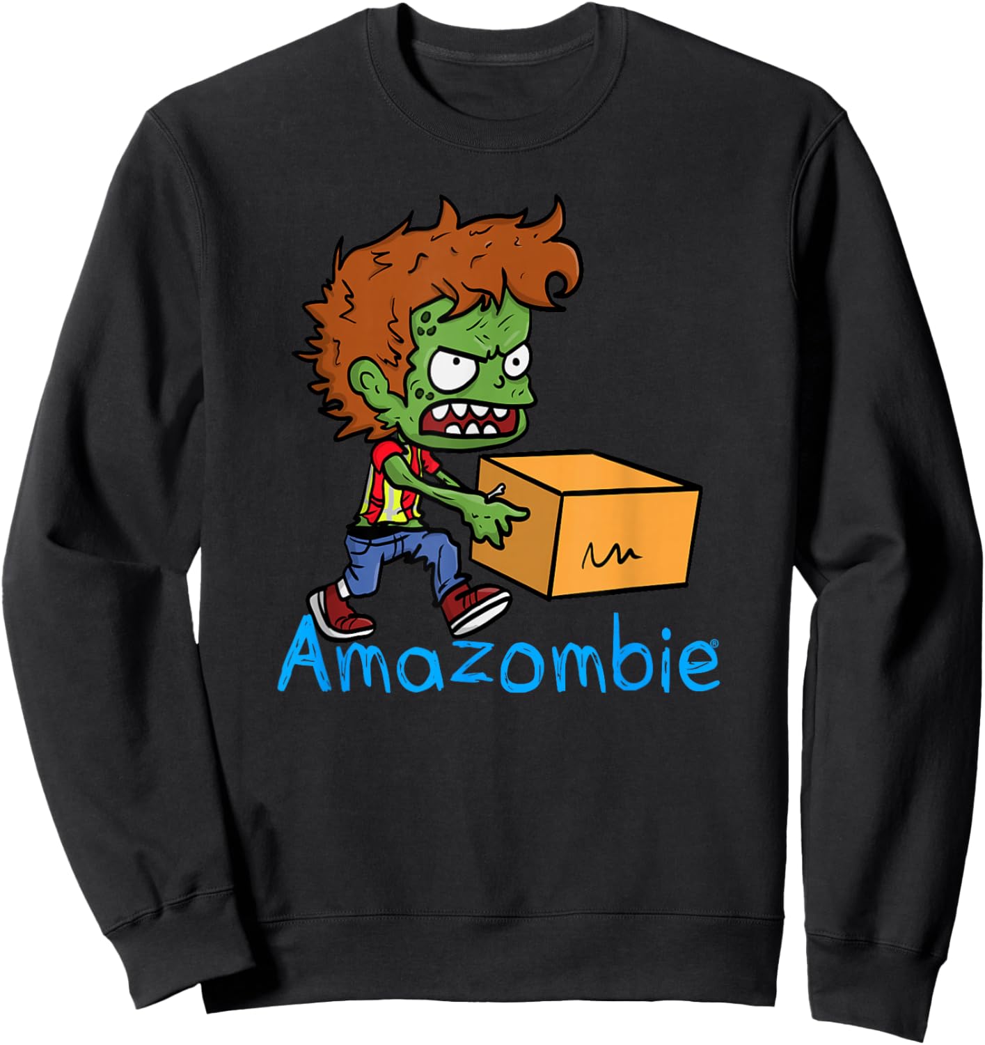 Associate Xave the Amazombie Worker Running With A Box Sweatshirt - Sweatshirt | Black