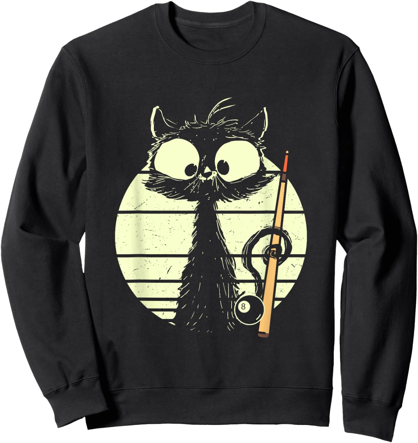 Cat With Billiard Pool Snooker Billiard Ball Cute Cat Sweatshirt - Sweatshirt | Black