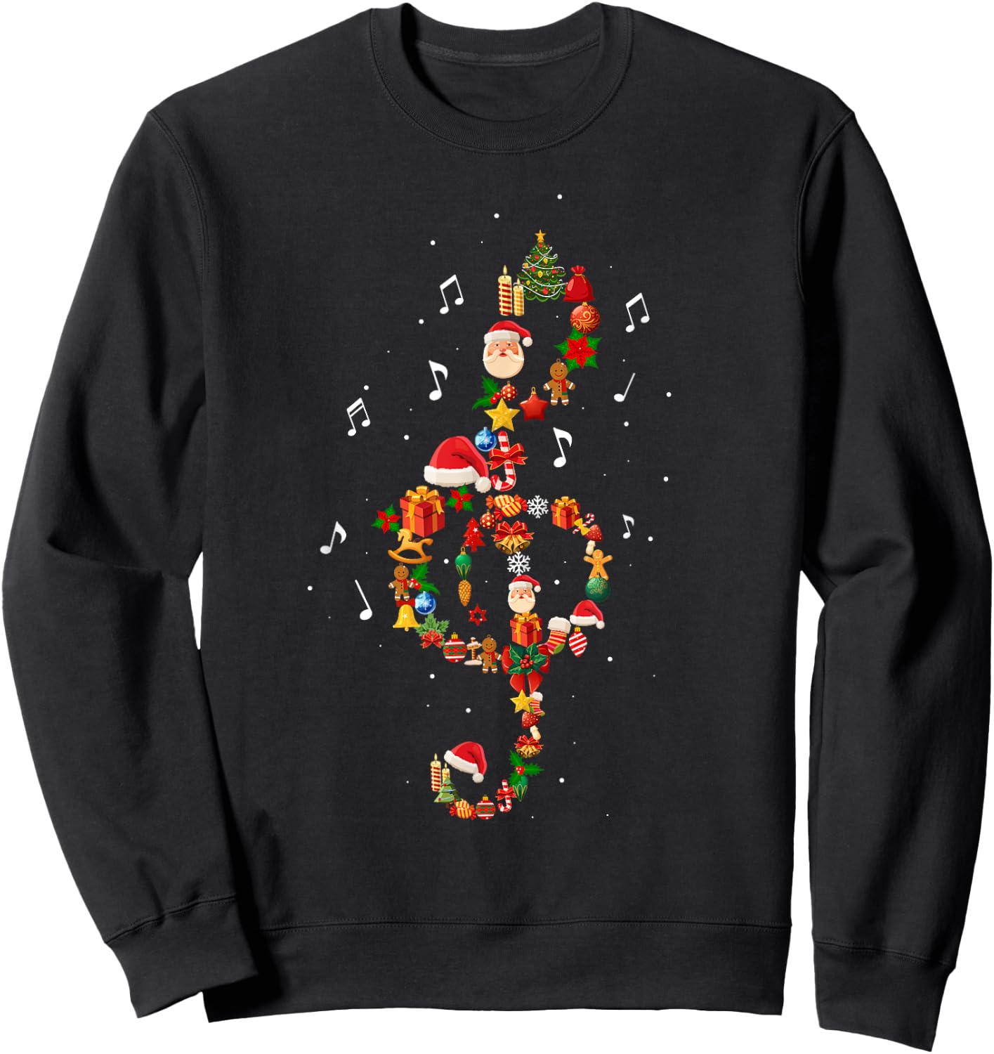 Christmas Musical Note Music Lover Teacher Sing Carols Jesus Sweatshirt - Sweatshirt | Black