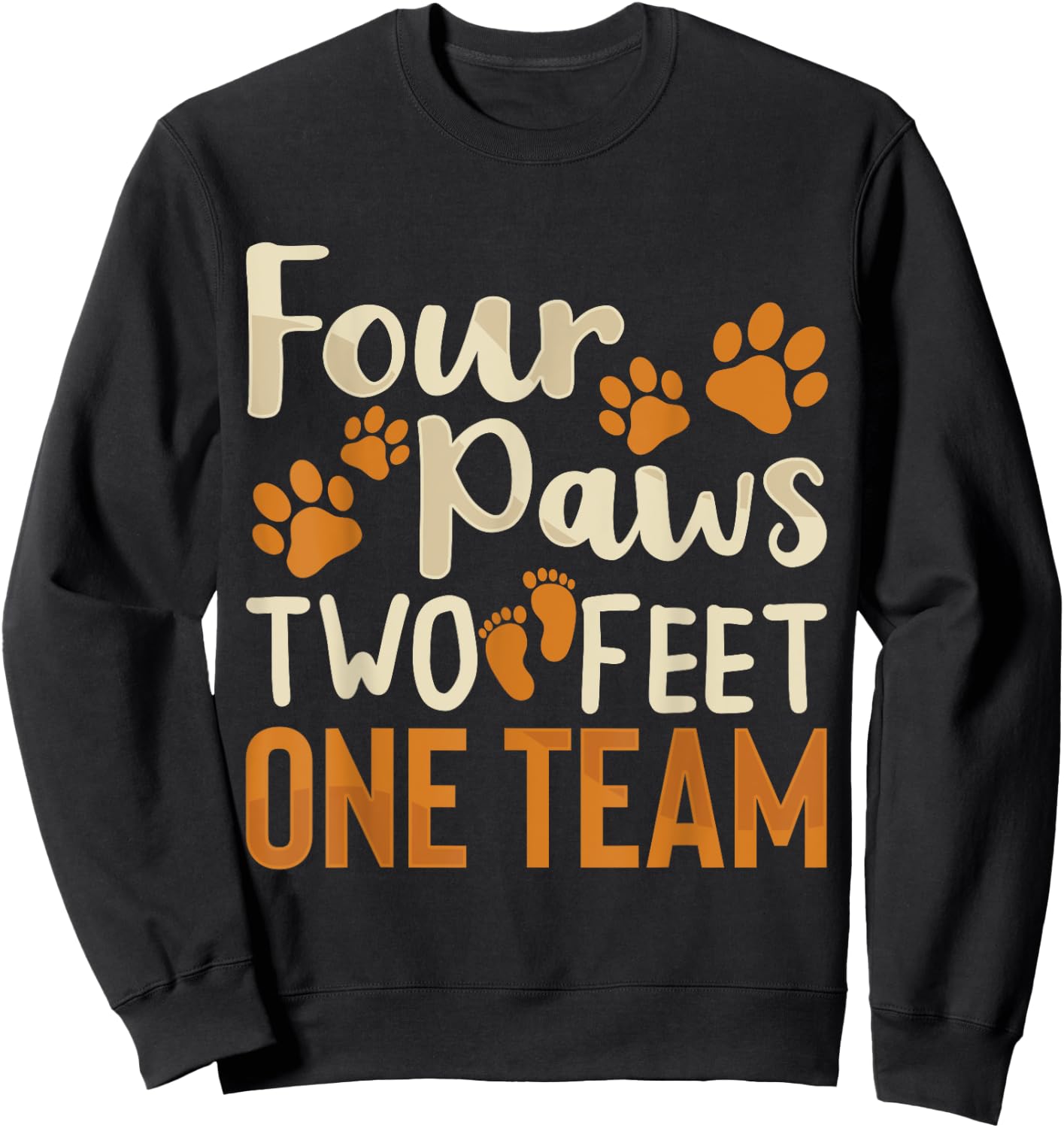 Four Paws Two Feet One Team Funny Dog Trainer Training Sweatshirt - Sweatshirt | Black