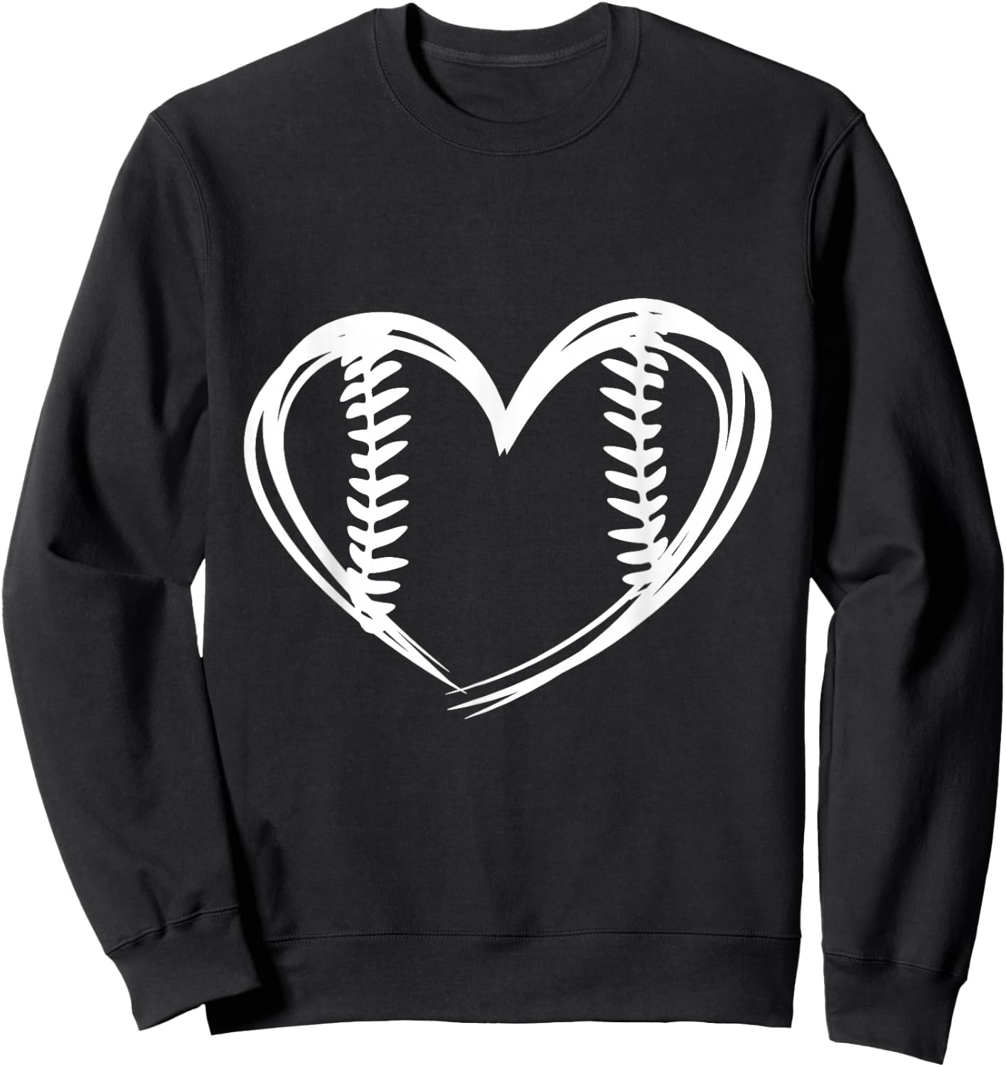 Women Teens Girls Cute Outlined Baseball Softball Heart Love Sweatshirt - Sweatshirt | Black