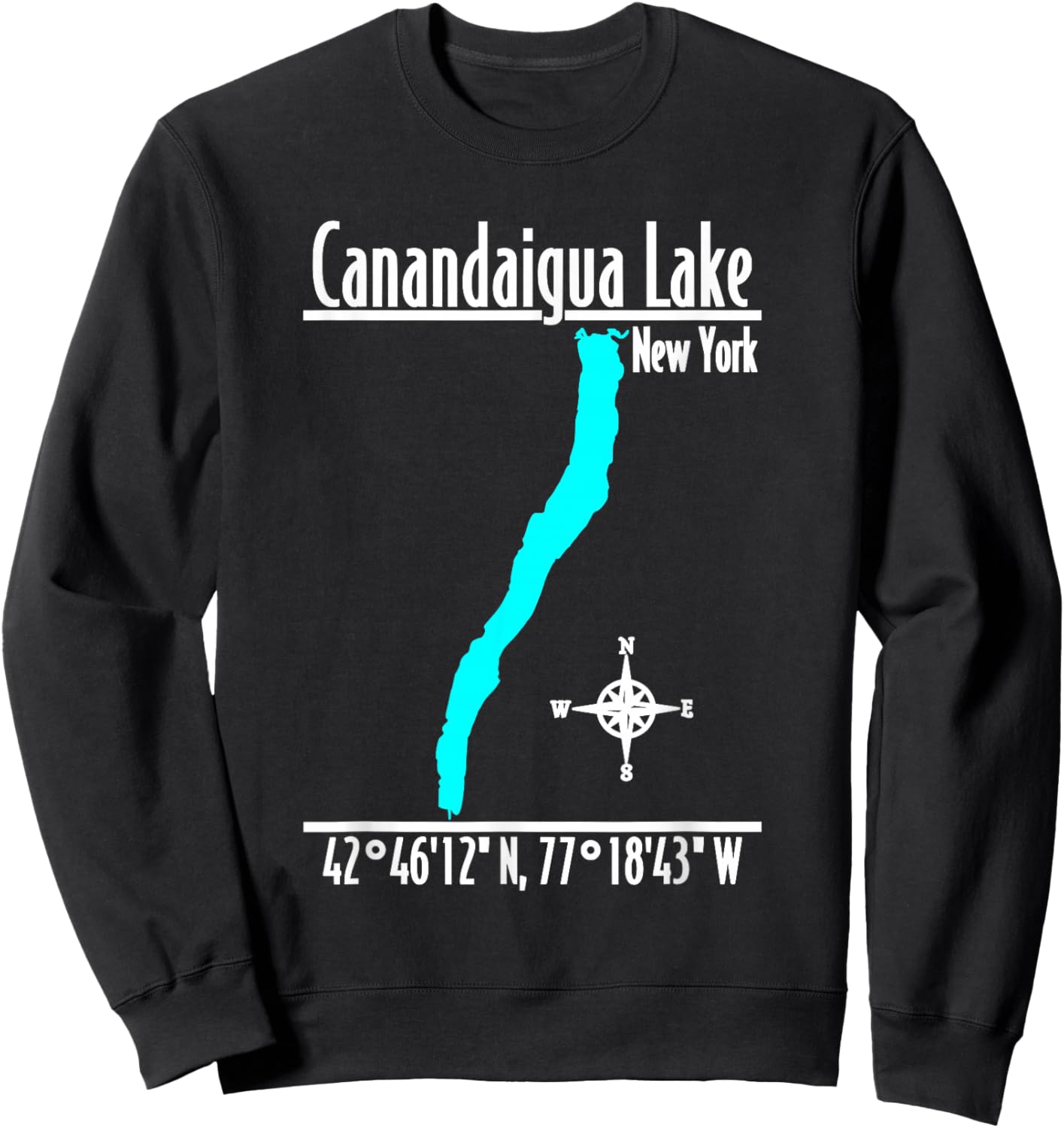 Modern Canandaigua Lake, New York Sweatshirt - Sweatshirt | Black