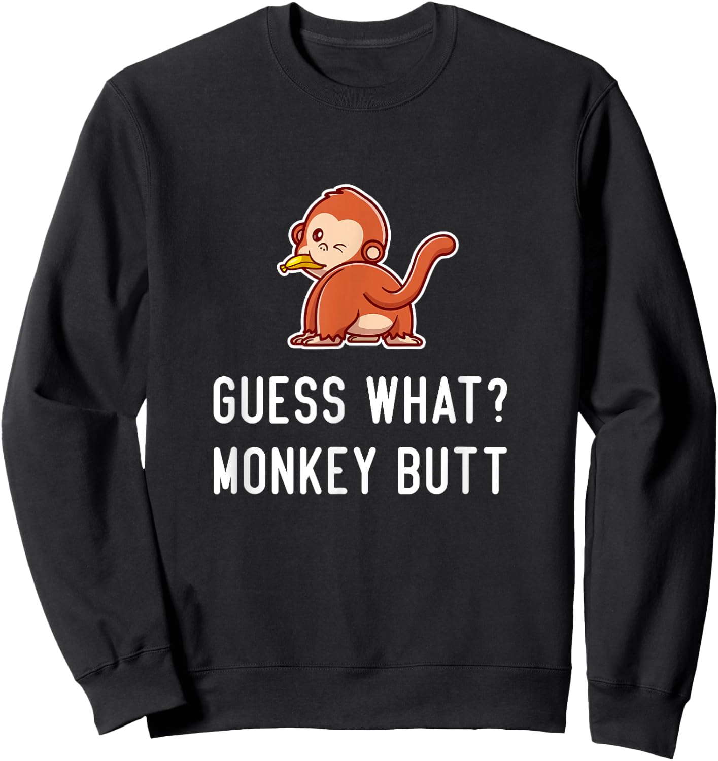 Funny Monkey Guess Monkey Butt Women Girls Ape Cute Monkey Sweatshirt - Sweatshirt | Black