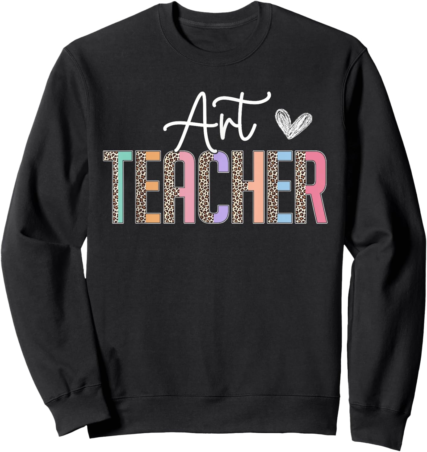 Team Art Teacher Leopard Print Art Teacher Women Girls Kids Sweatshirt - Sweatshirt | Black