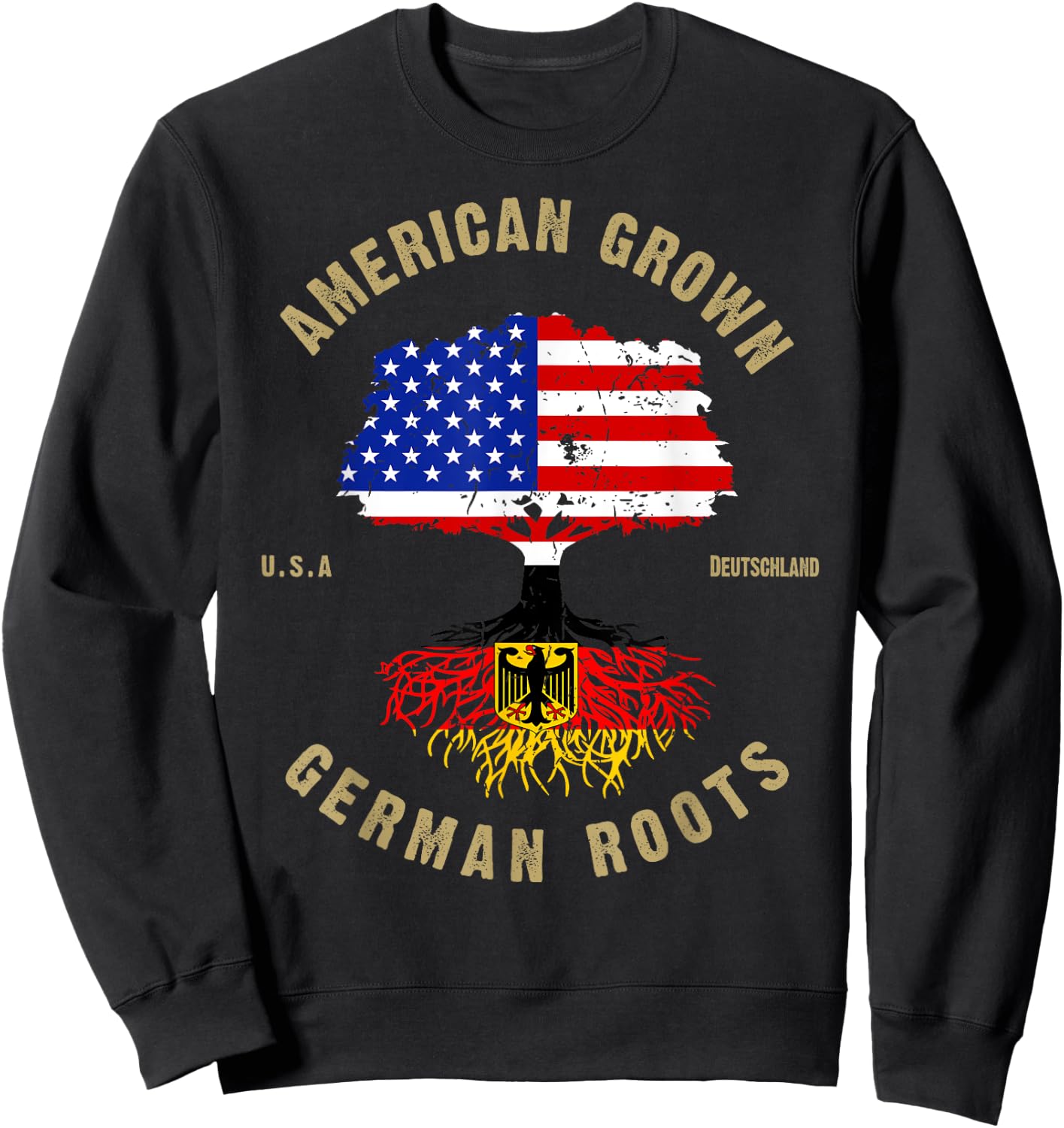 German Roots American Grown German Flag Oktoberfest Sweatshirt - Sweatshirt | Black
