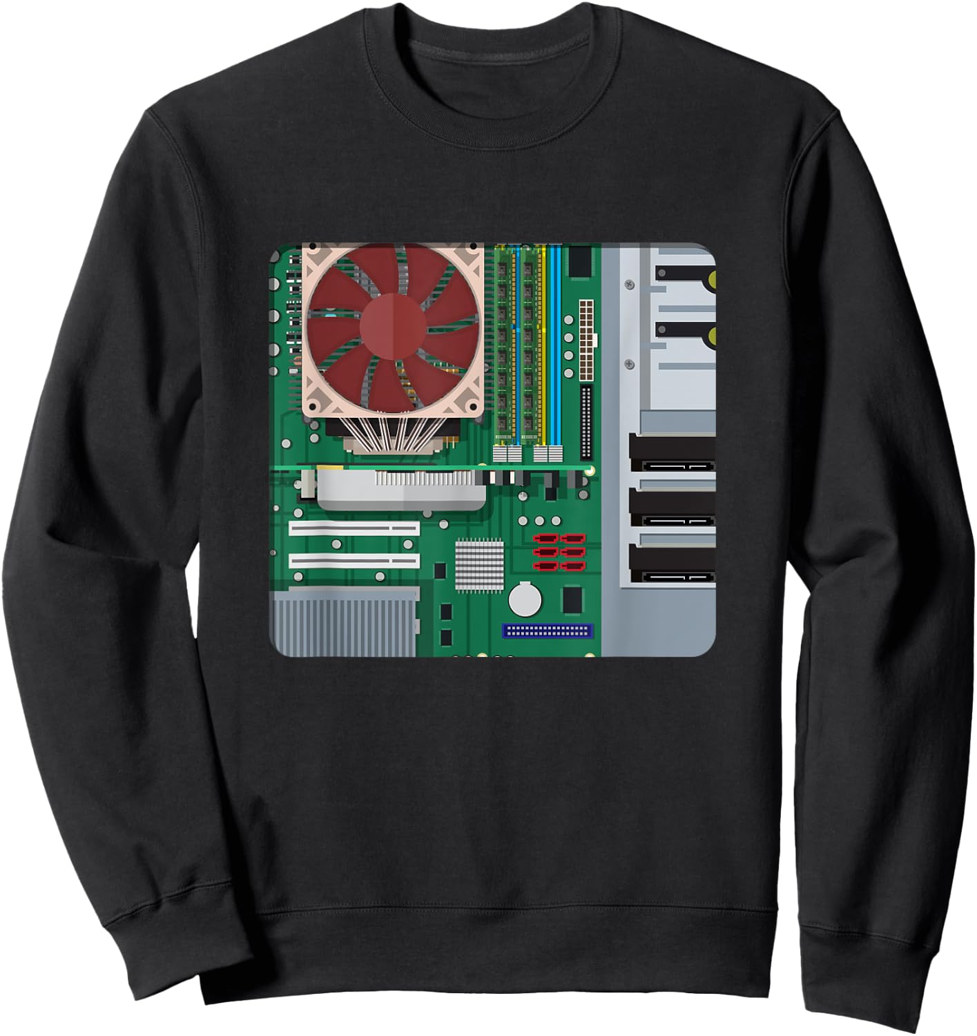 Computer Repair Technicians PC Fans Motherboard Inside Case Sweatshirt - Sweatshirt | Black
