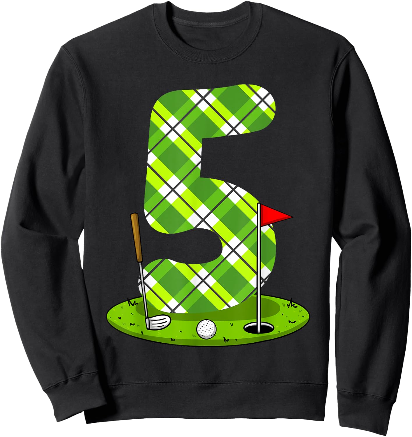 Golf Birthday Shirt For Kids 5th Birthday Party Golfer Sweatshirt - Sweatshirt | Black