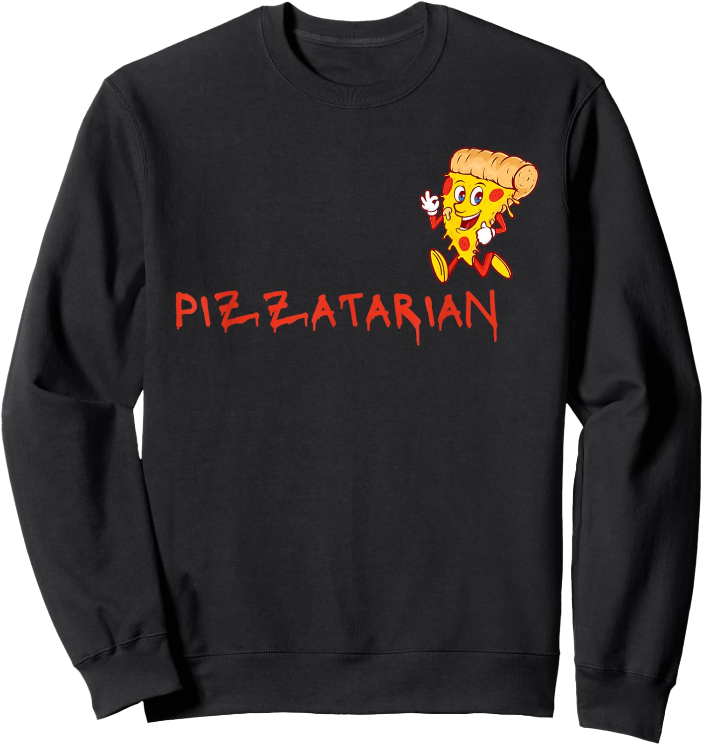 Pizza, Cartoon, Funny design for Pizza Lovers - Pizzatarian Sweatshirt - Sweatshirt | Black
