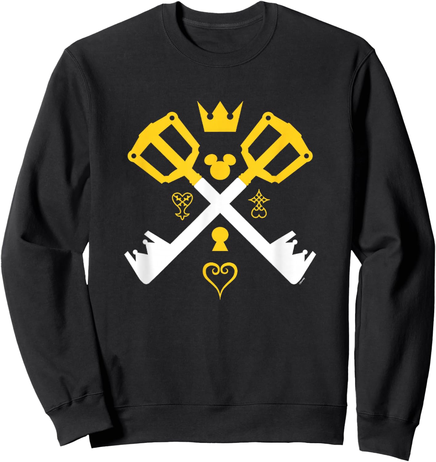Kingdom Hearts Keyblades Crossed Gold and White Designs Sweatshirt - Sweatshirt | Black