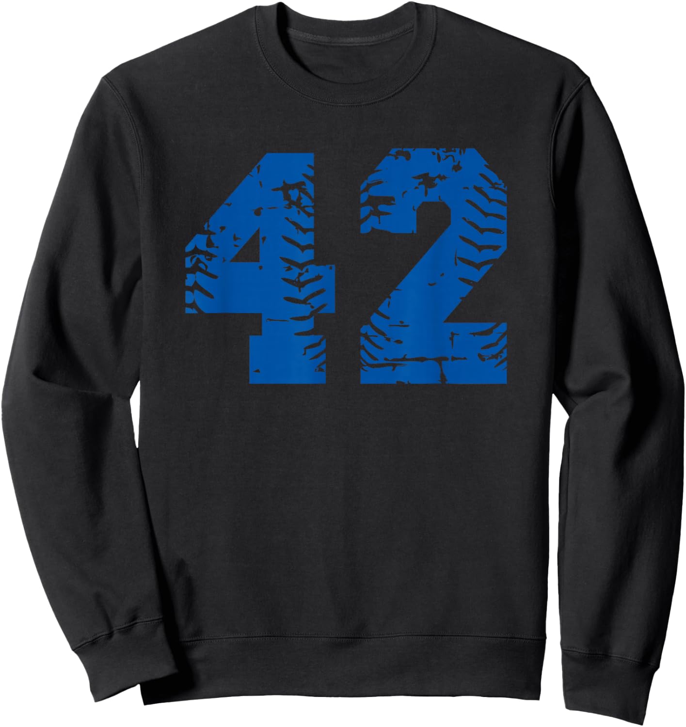 Number #42 Baseball Blue Vintage Number Sweatshirt - Sweatshirt | Black