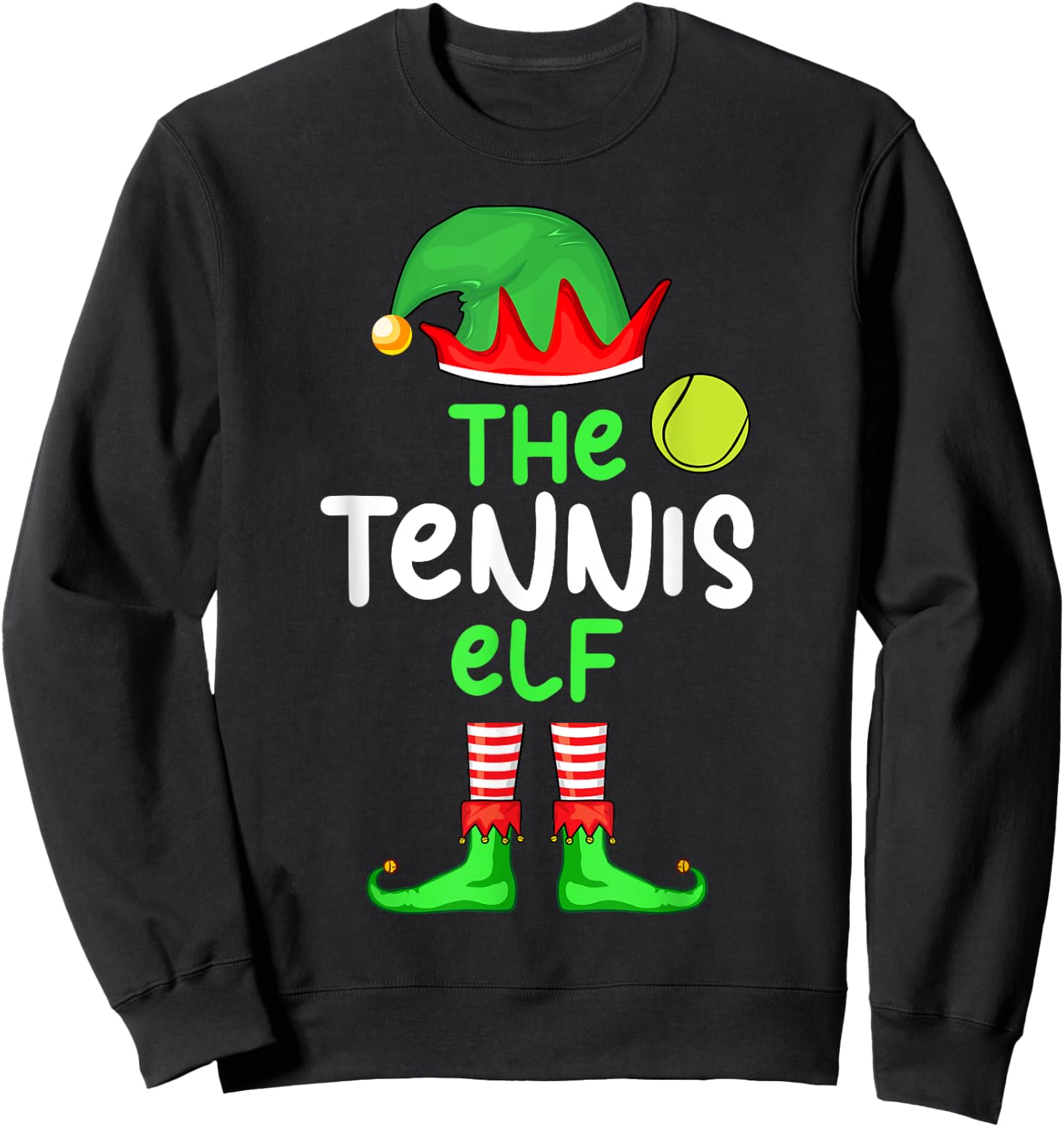 I'm The Tennis Elf Christmas Family Matching Pajama Sweatshirt - Sweatshirt | Black