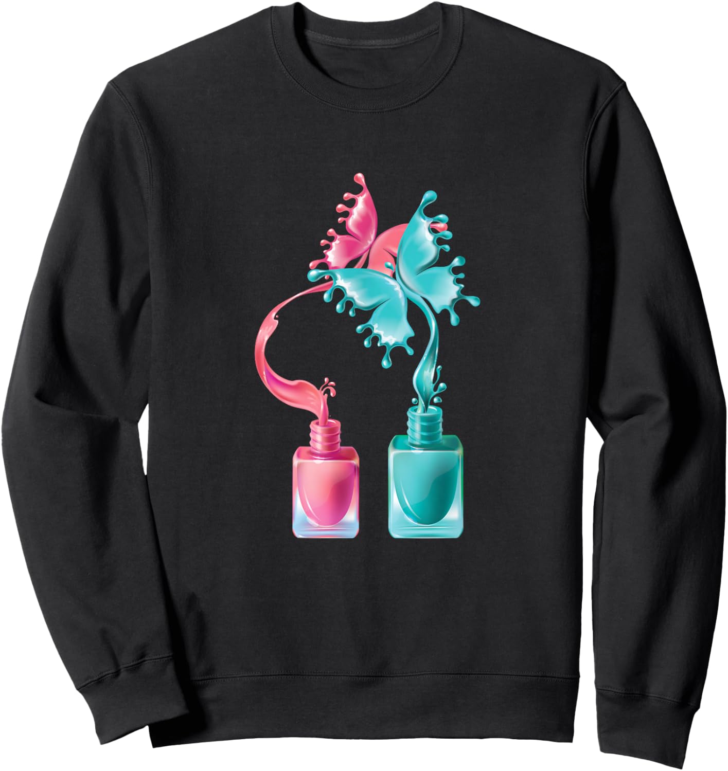 Nail Tech Artist Nail Polish Butterfly Gift Sweatshirt - Sweatshirt | Black