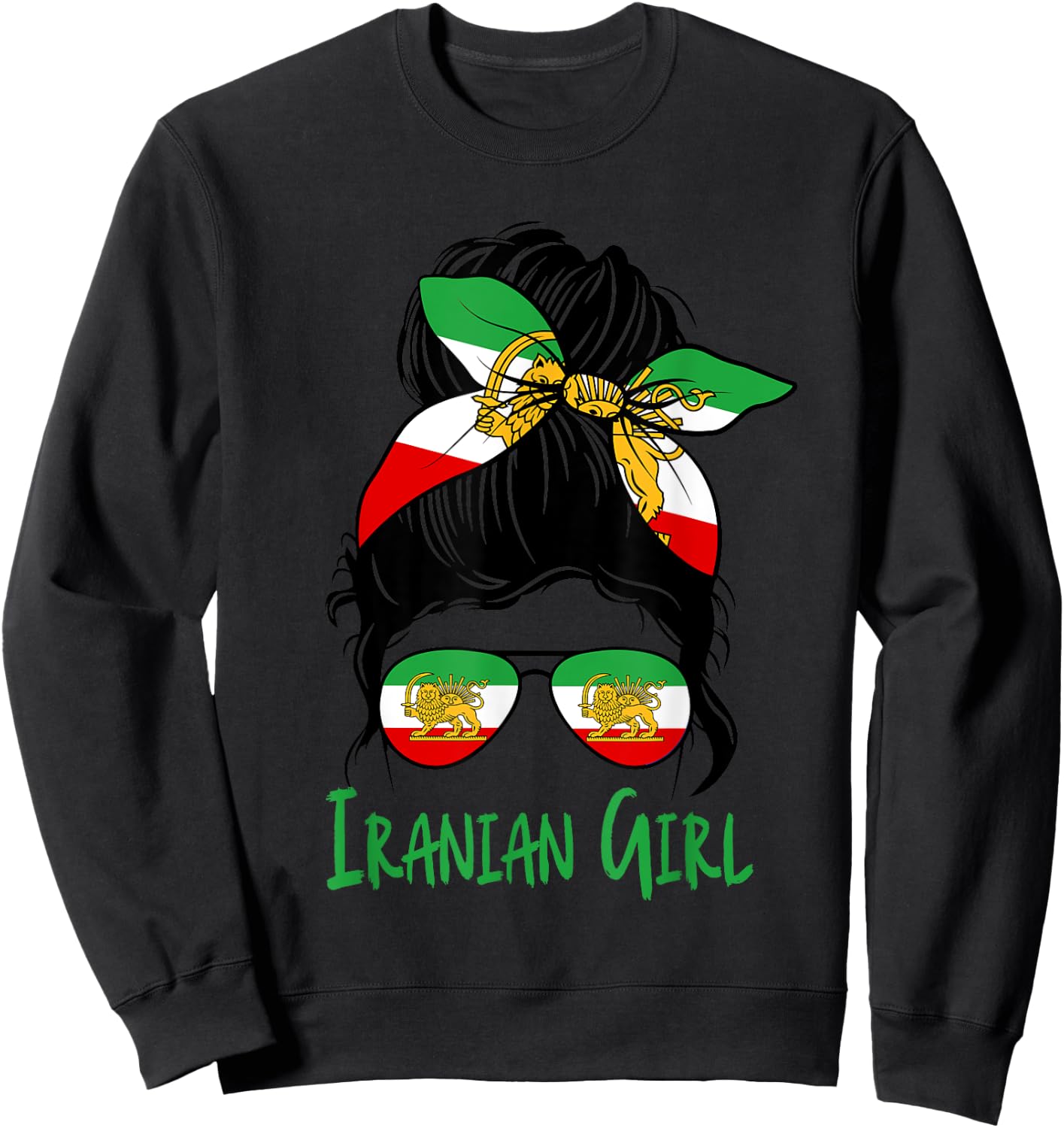 Iran Iranian For Girl Flag Lion Persian Sweatshirt - Sweatshirt | Black