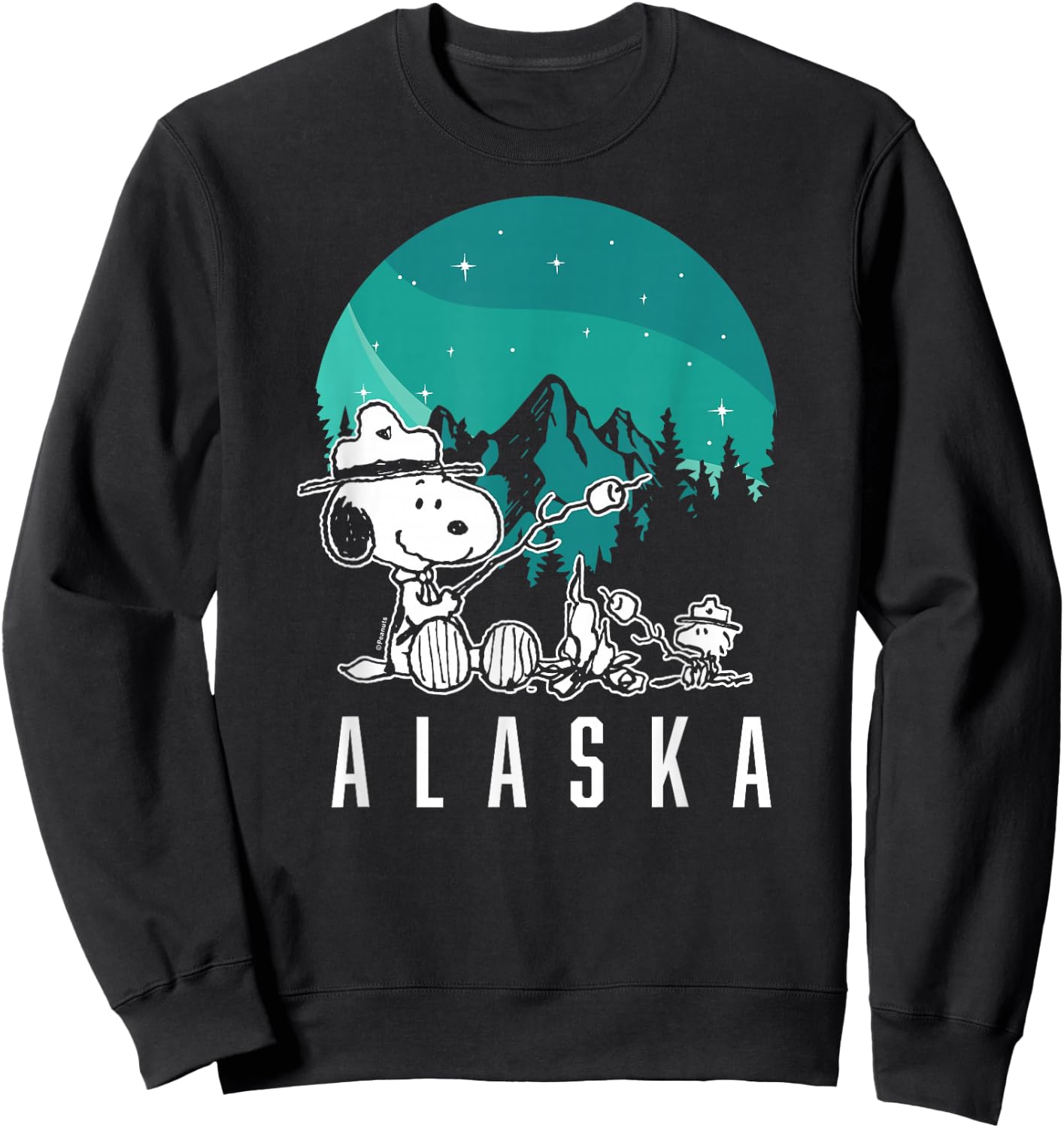 Peanuts - Snoopy Woodstock Campfire Smores Alaska Sweatshirt - Sweatshirt | Black