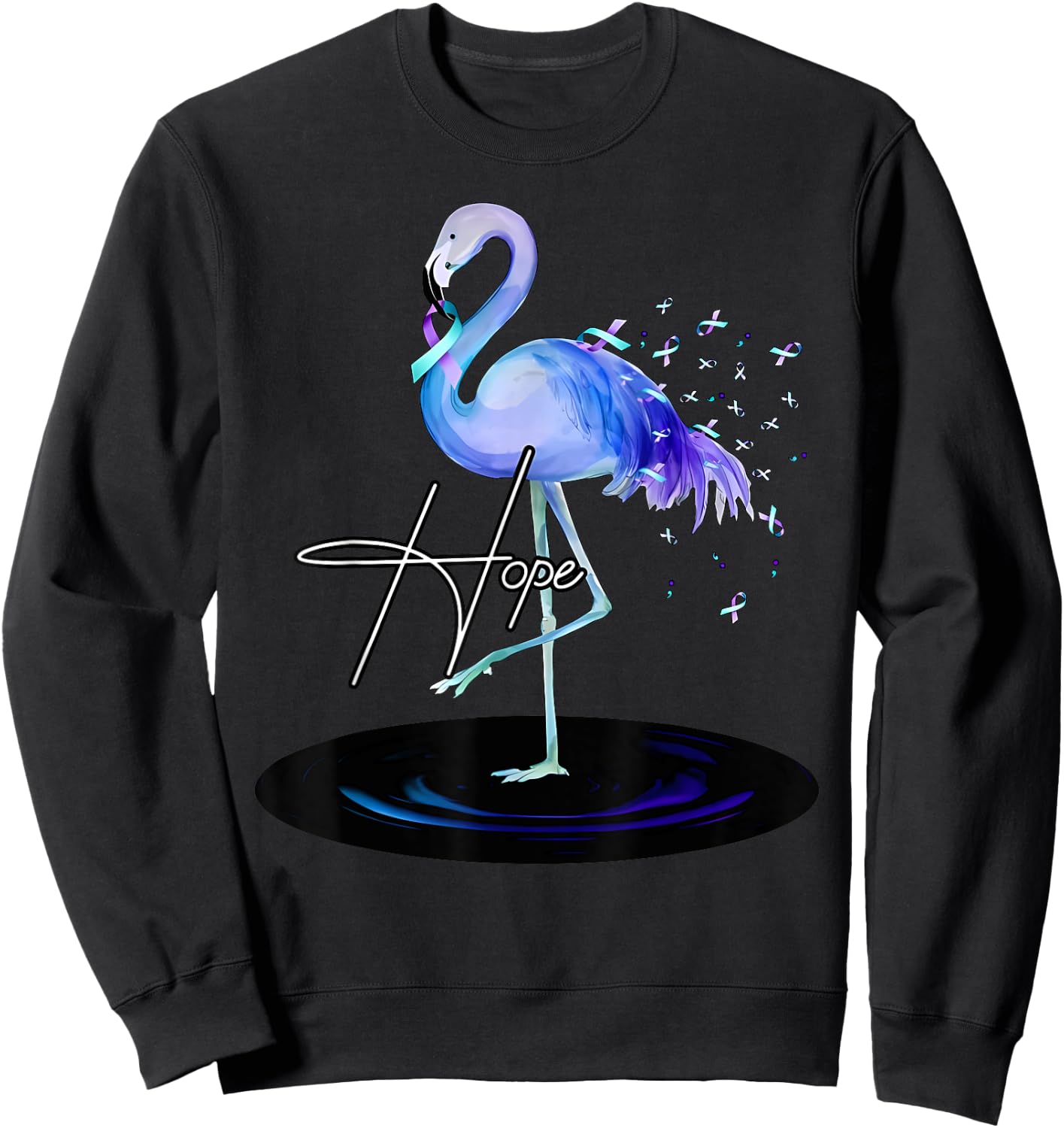 Hope With Flamingo Suicide Prevention Awareness Sweatshirt - Sweatshirt | Black