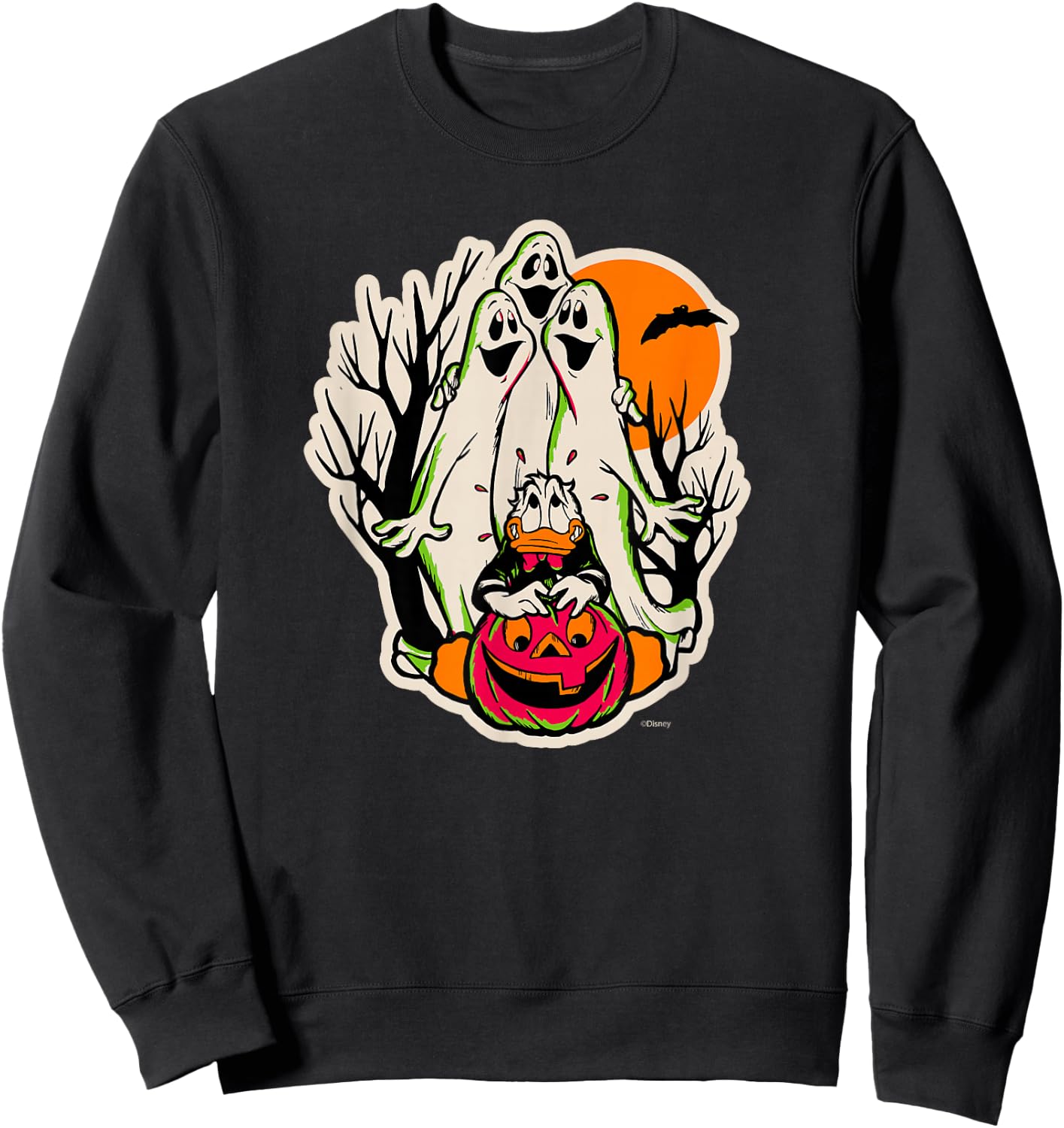 Disney 100 Donald Duck Trick or Treat Ghosts Halloween D100 Sweatshirt - Sweatshirt | Black