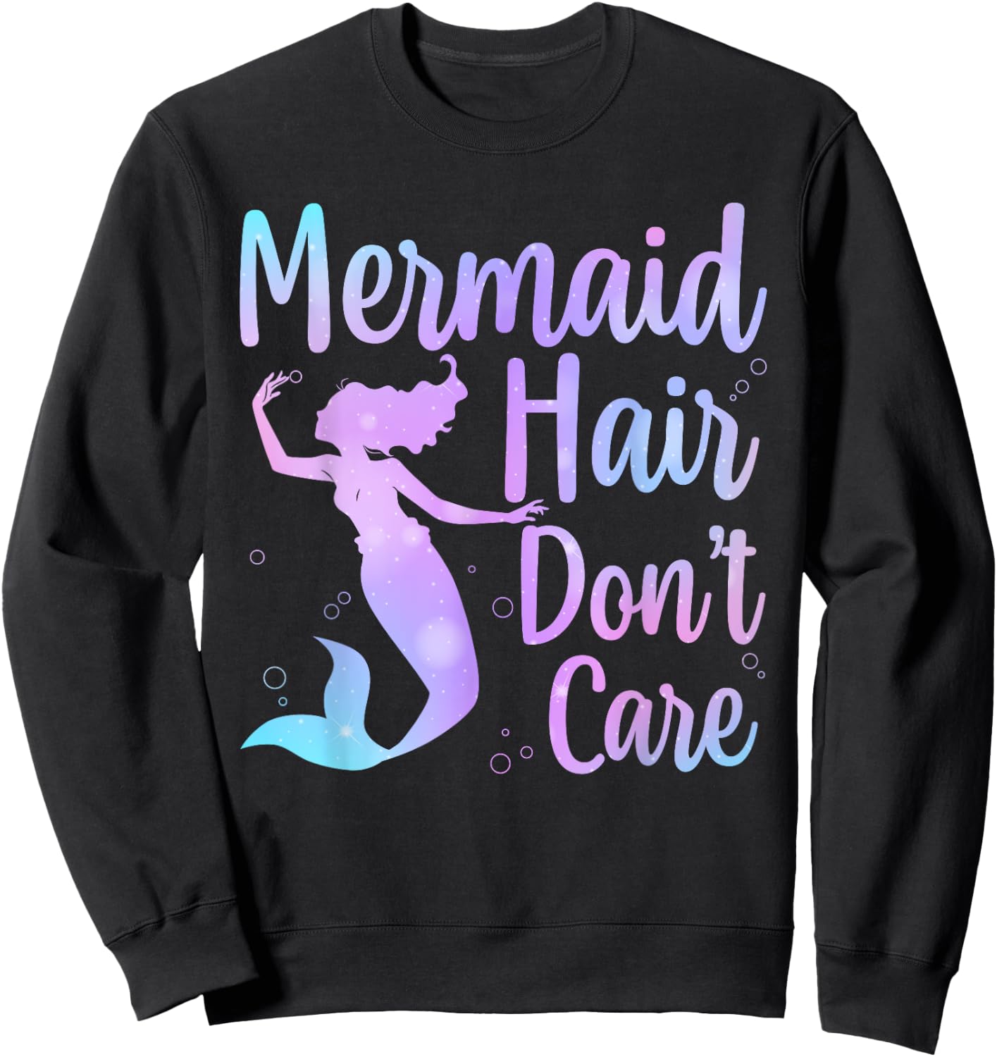 Cool Mermaid Girls Kids Mermaid Hair Don't Care Sweatshirt - Sweatshirt | Black