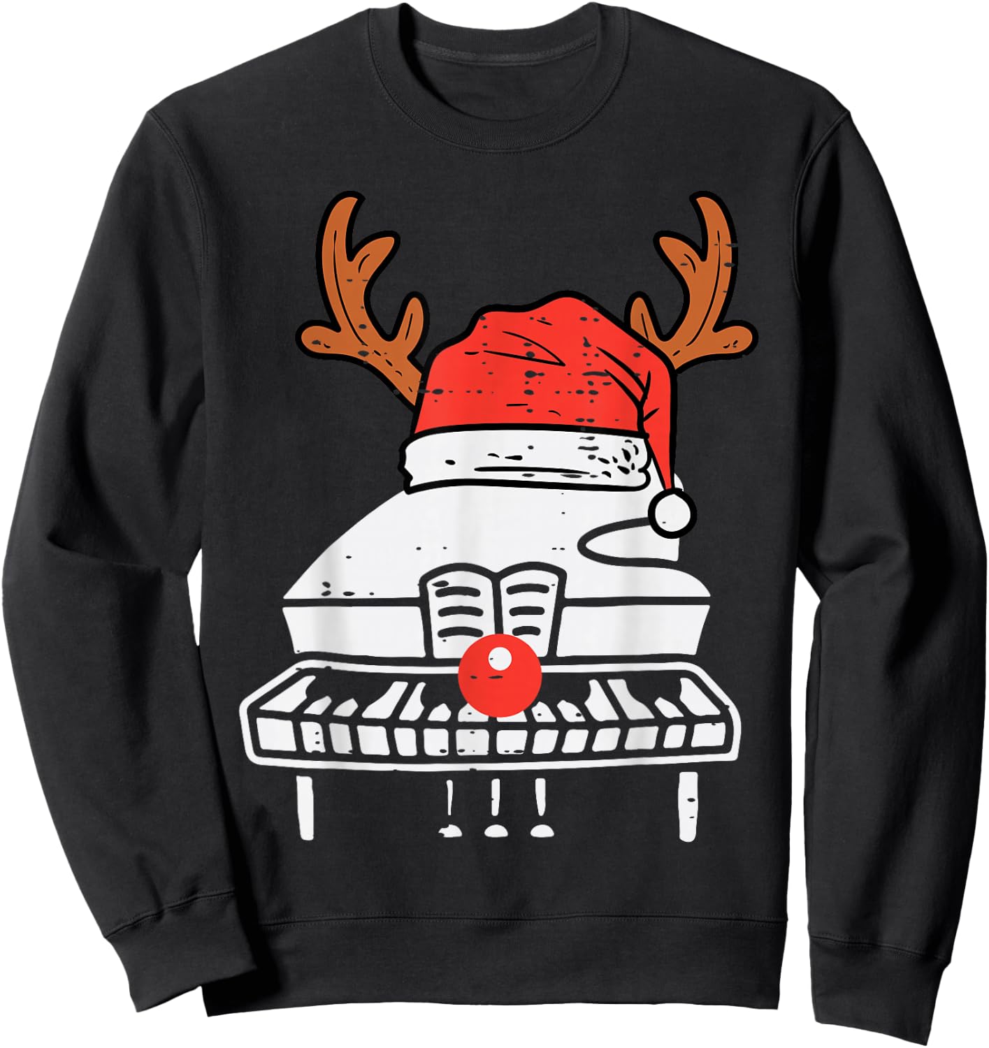 Piano Christmas Reindeer Music Instrument Band Xmas Sweatshirt - Sweatshirt | Black