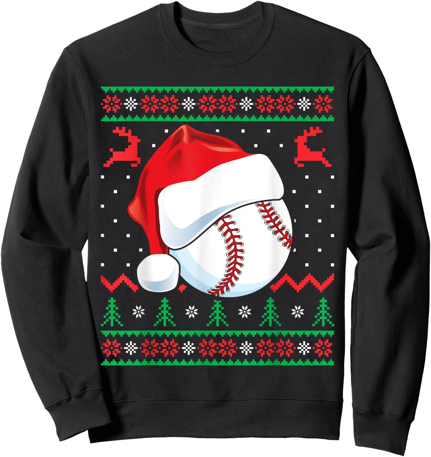 Funny Baseball Ugly Christmas Sweater Boys Sports Xmas Sweatshirt - Sweatshirt | Black