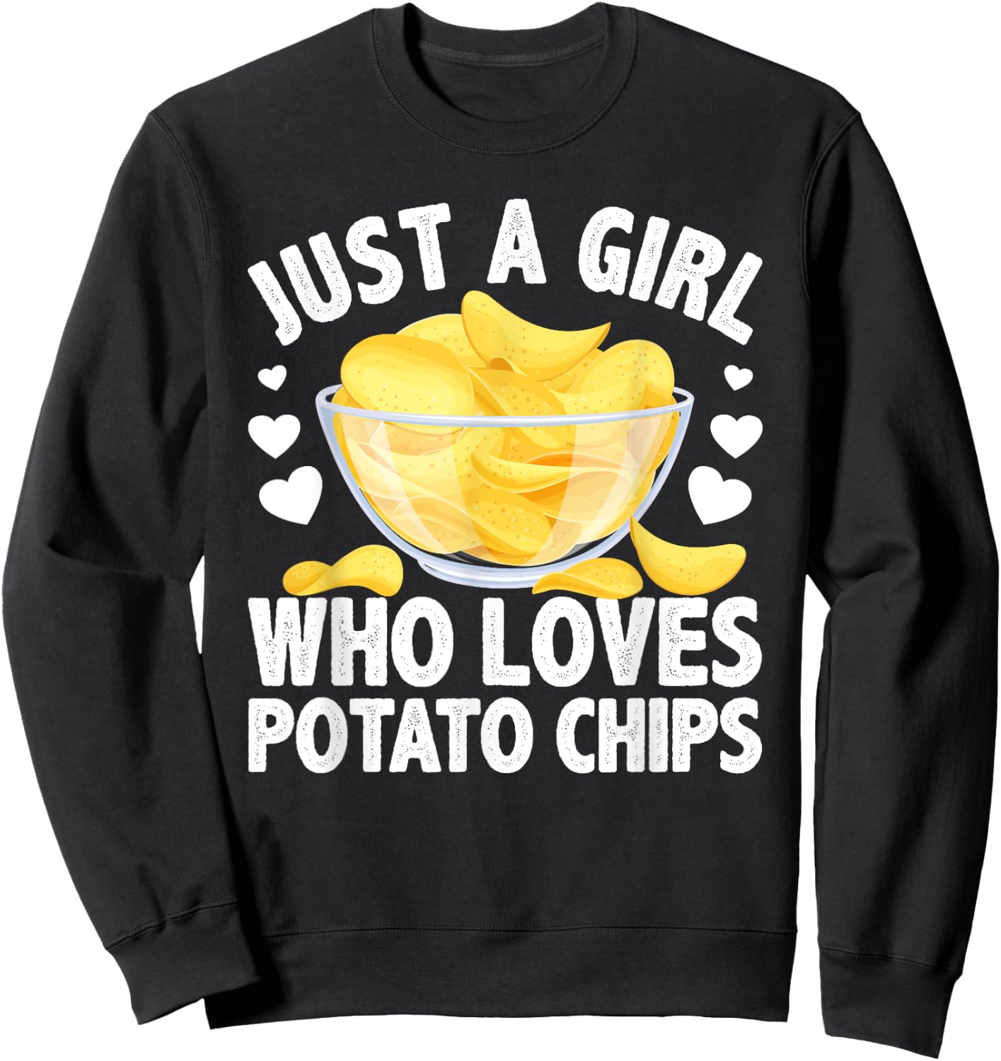 Cool Potato Chip Girls Kids Bag Chips Snack Food Sweatshirt - Sweatshirt | Black