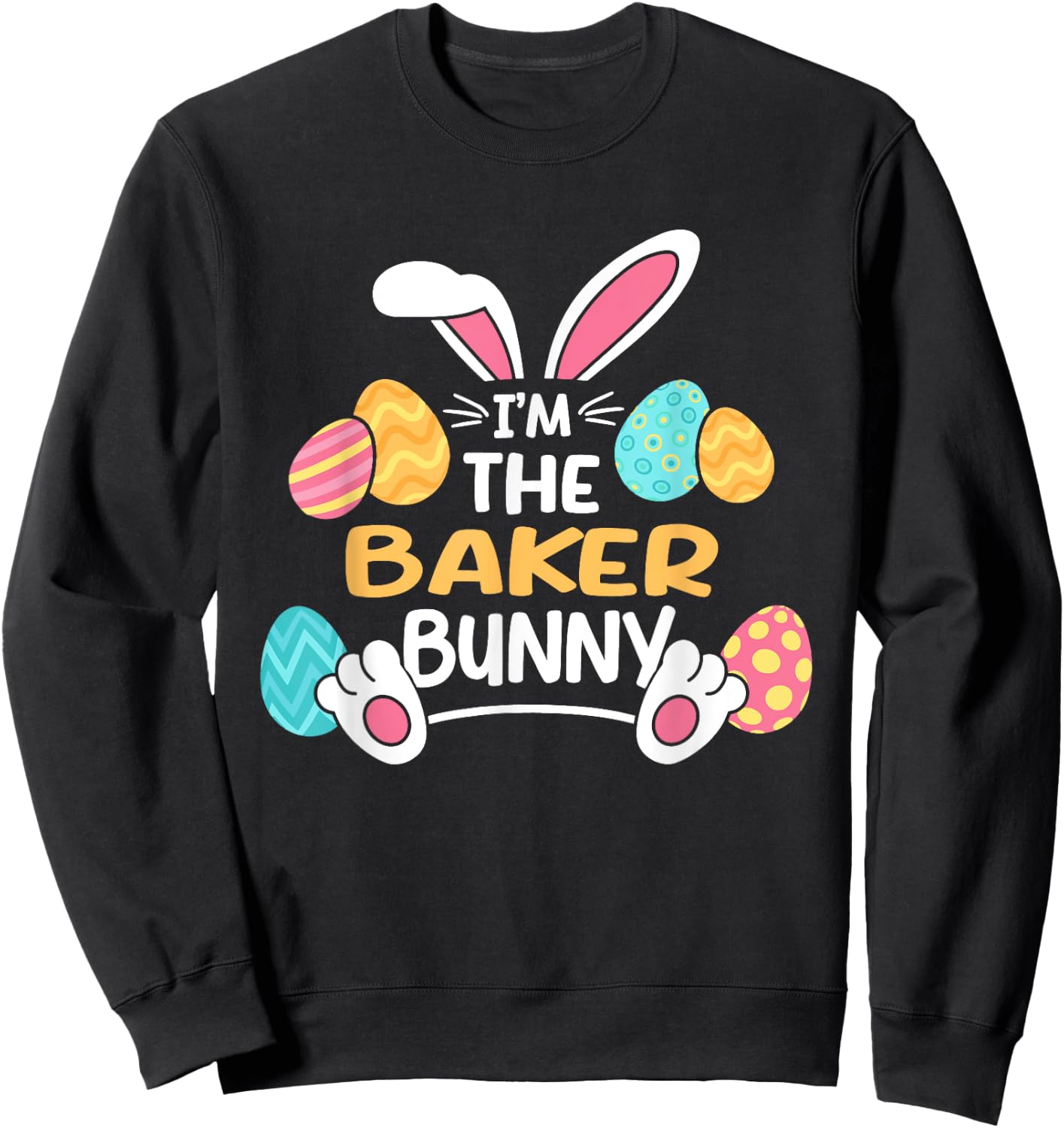 Im The Baker Bunny Baking Easter Pastry Chef Sweatshirt - Sweatshirt | Black