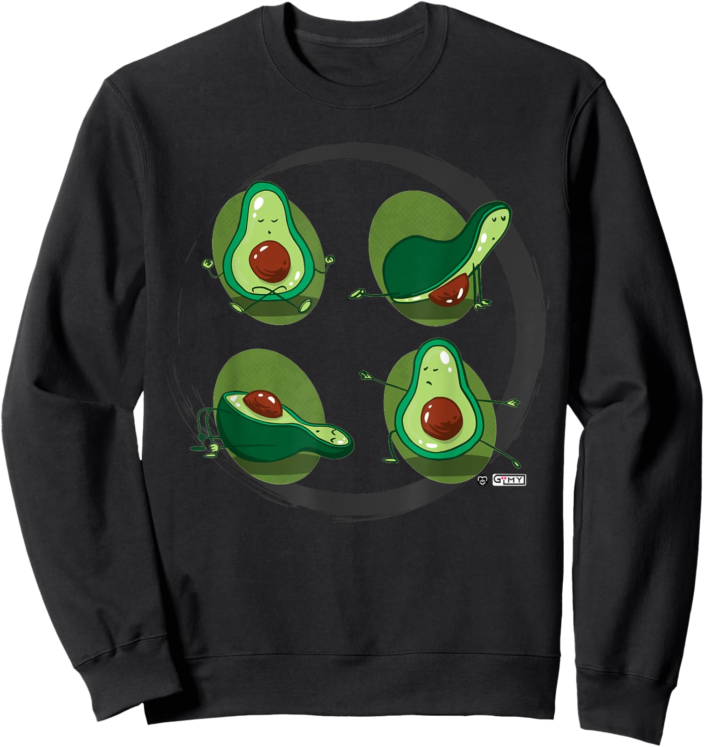 Yogavocado Poses, Funny Tropical Fruit Doing Yoga Poses Sweatshirt - Sweatshirt | Black