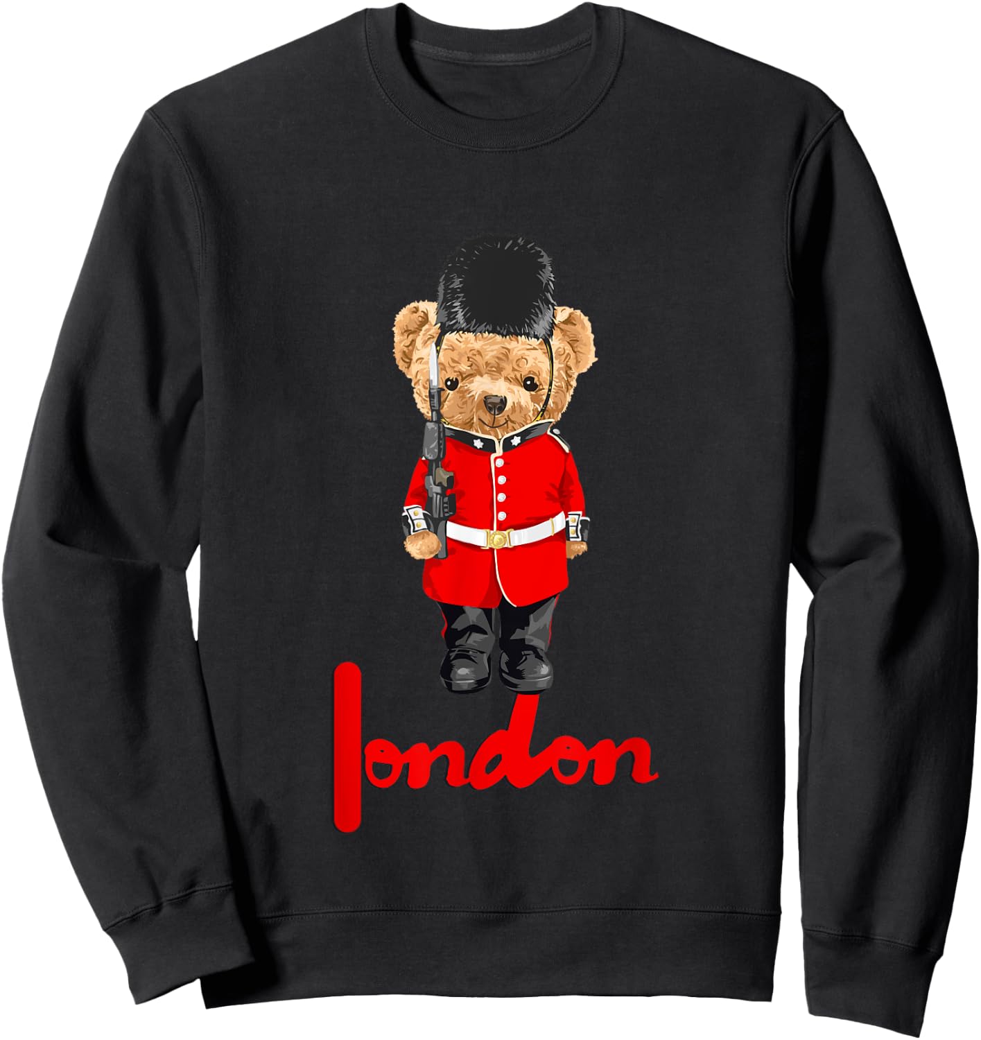Cool London Teddy Bear Illustration Novelty Graphic Designs Sweatshirt - Sweatshirt | Black