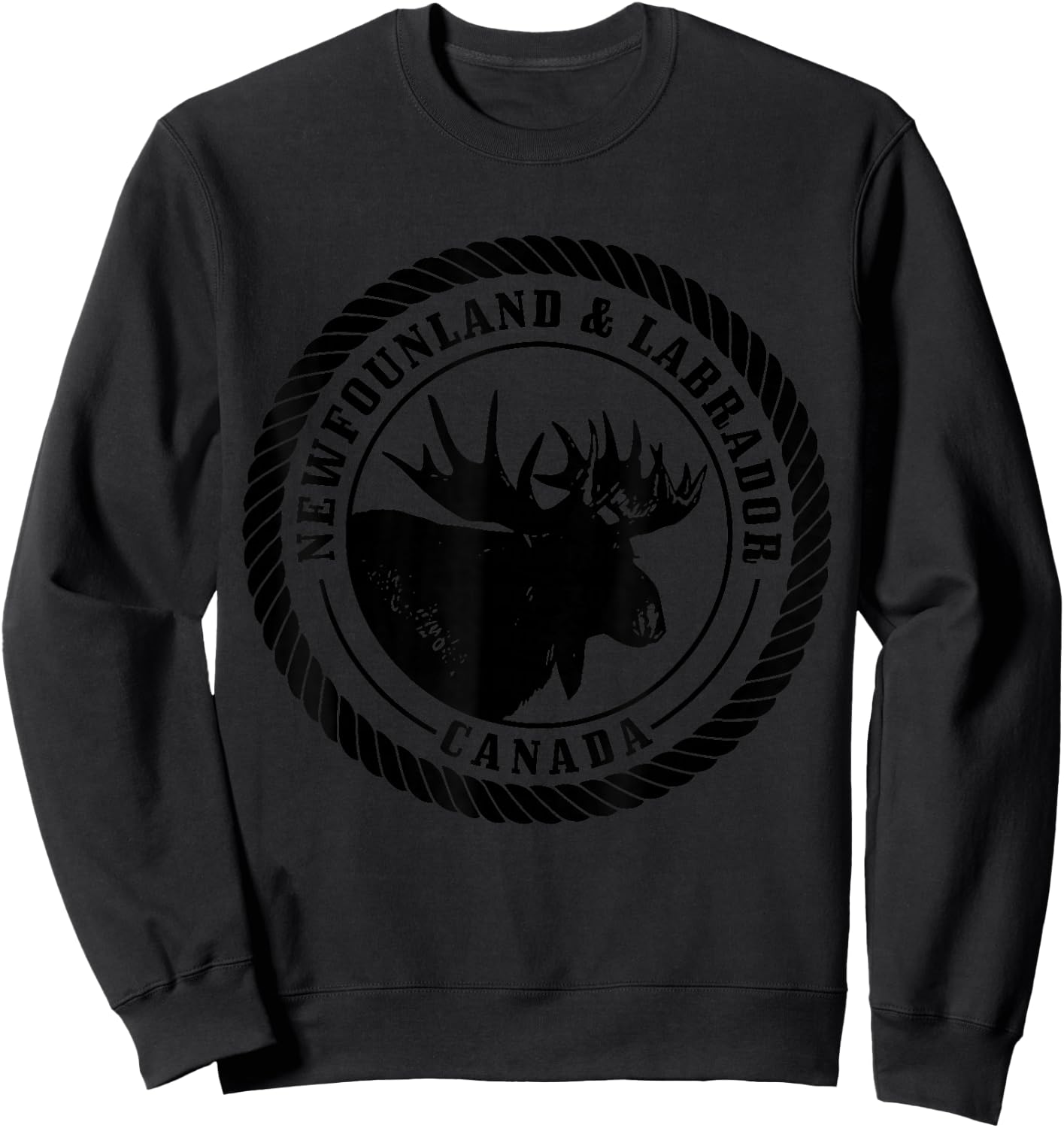 Newfoundland & Labrador Canada Moose Vintage Canadian Sweatshirt - Sweatshirt | Black