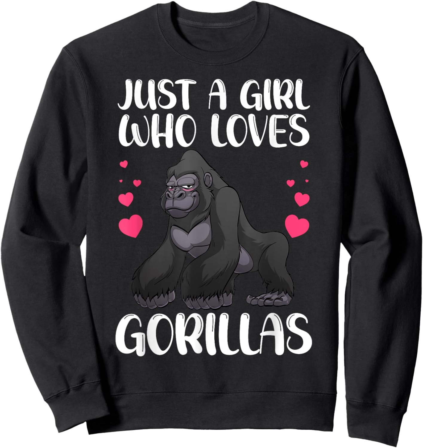Funny Gorilla Design For Girls Kids Women Gorilla Ape Lover Sweatshirt - Sweatshirt | Black