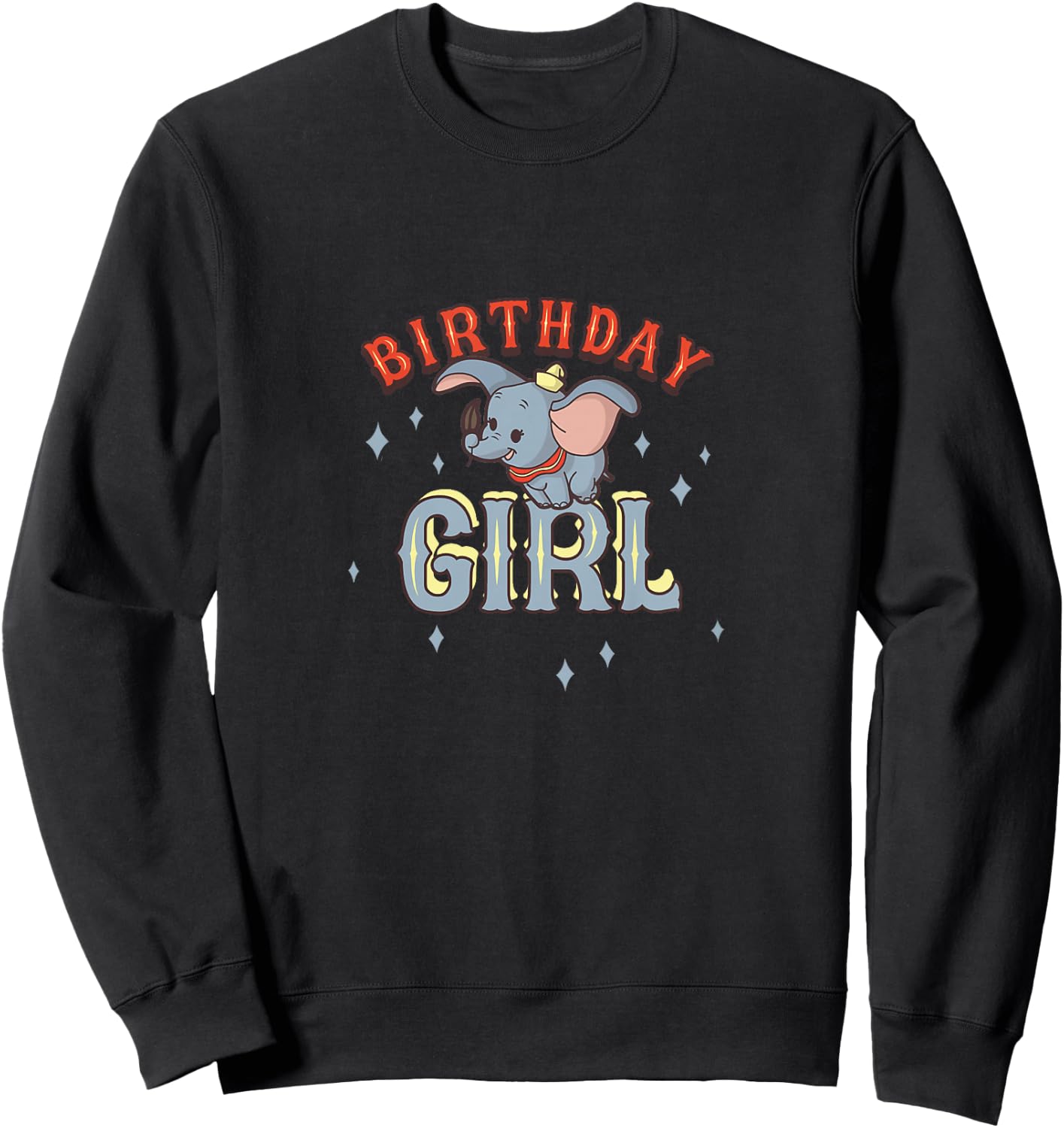 Kids Disney Dumbo Birthday Girl Cute Flying Portrait Youth Sweatshirt - Sweatshirt | Black