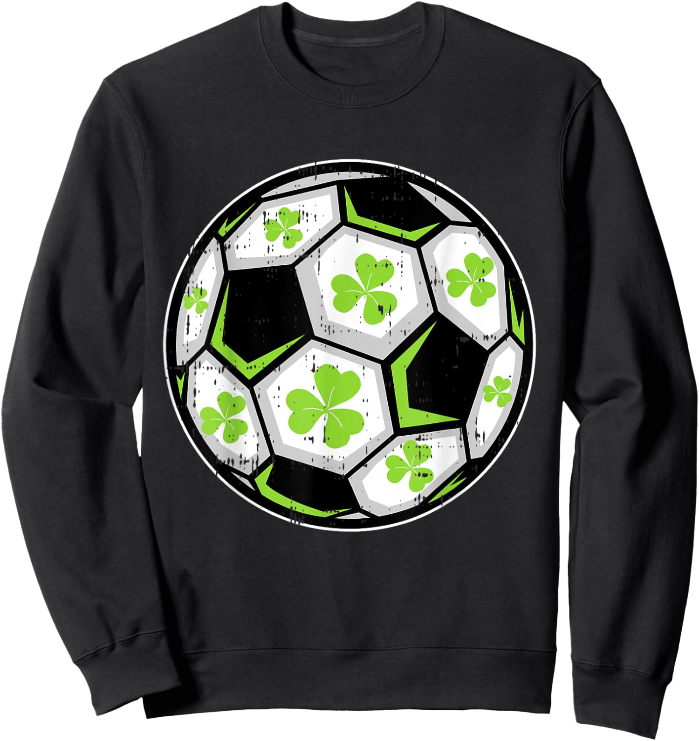 Soccer Ball Shamrock St Patricks Day Clover Sport Boys Girls Sweatshirt - Sweatshirt | Black