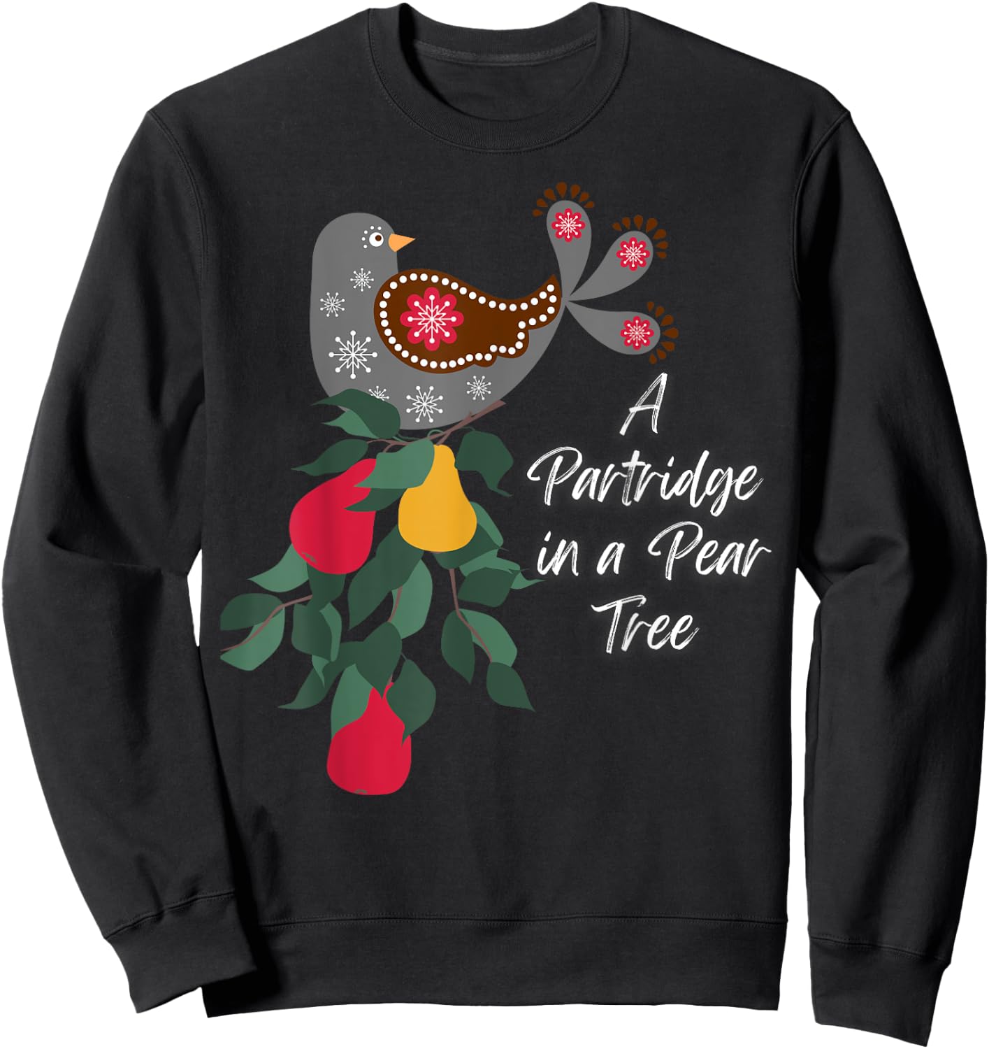 LittleFeats -Adult 12 Days of Christmas Song , Black, Small, Short Sleeve, Classic Fit, Cotton 60% Polyester 40% Sweatshirt - Sweatshirt | Black