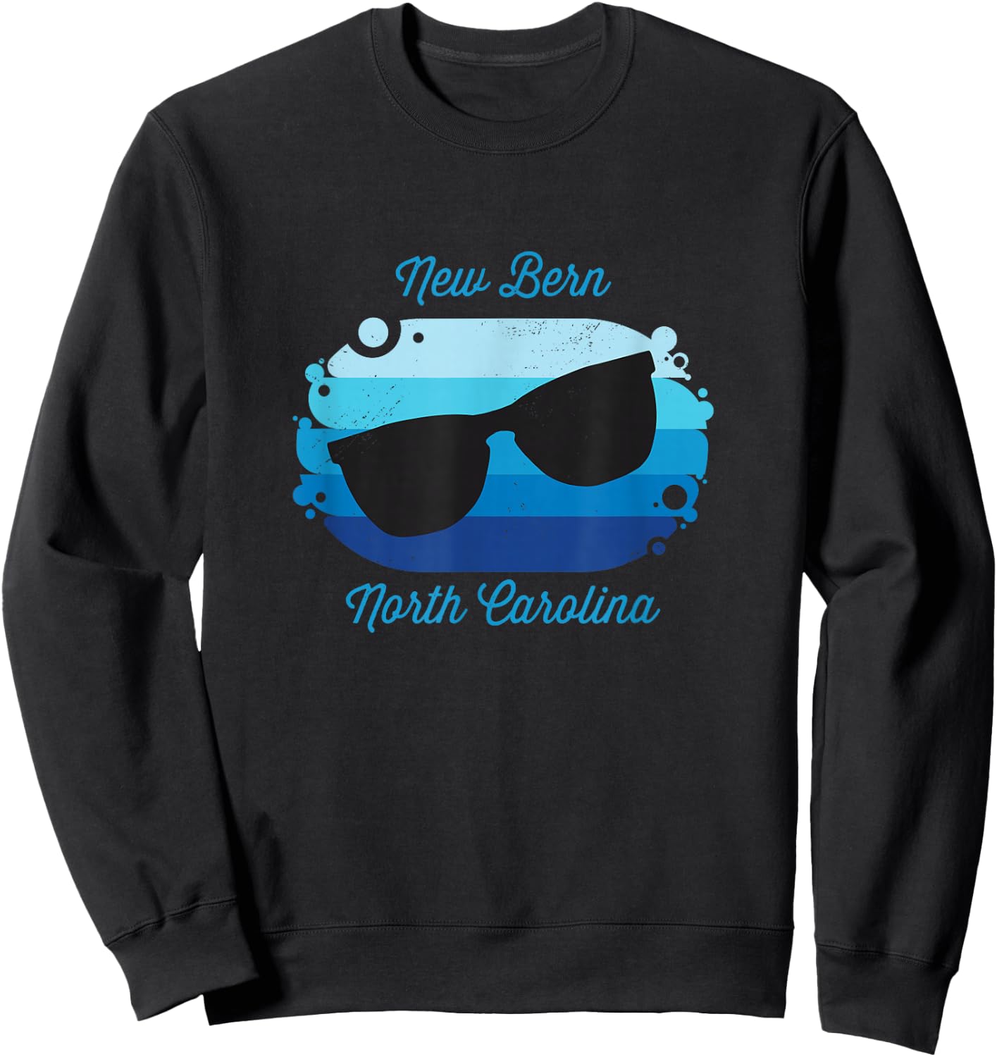 New Bern NC North Carolina Souvenir Nautical Surfer Graphic Sweatshirt - Sweatshirt | Black