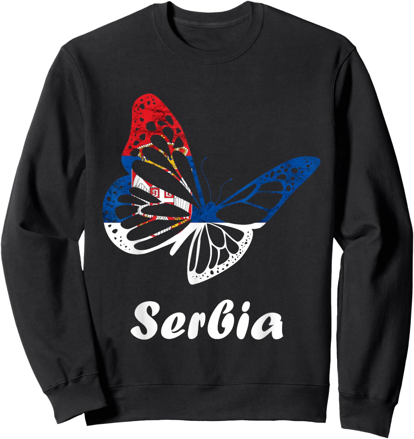 Serbian Butterfly Serbian Roots Srbija Serbia Serbian Flag Sweatshirt - Sweatshirt | Black