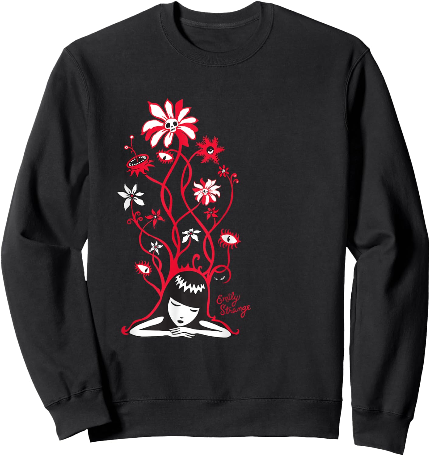 Emily The Strange Flower Power Cat Nap Sweatshirt - Sweatshirt | Black