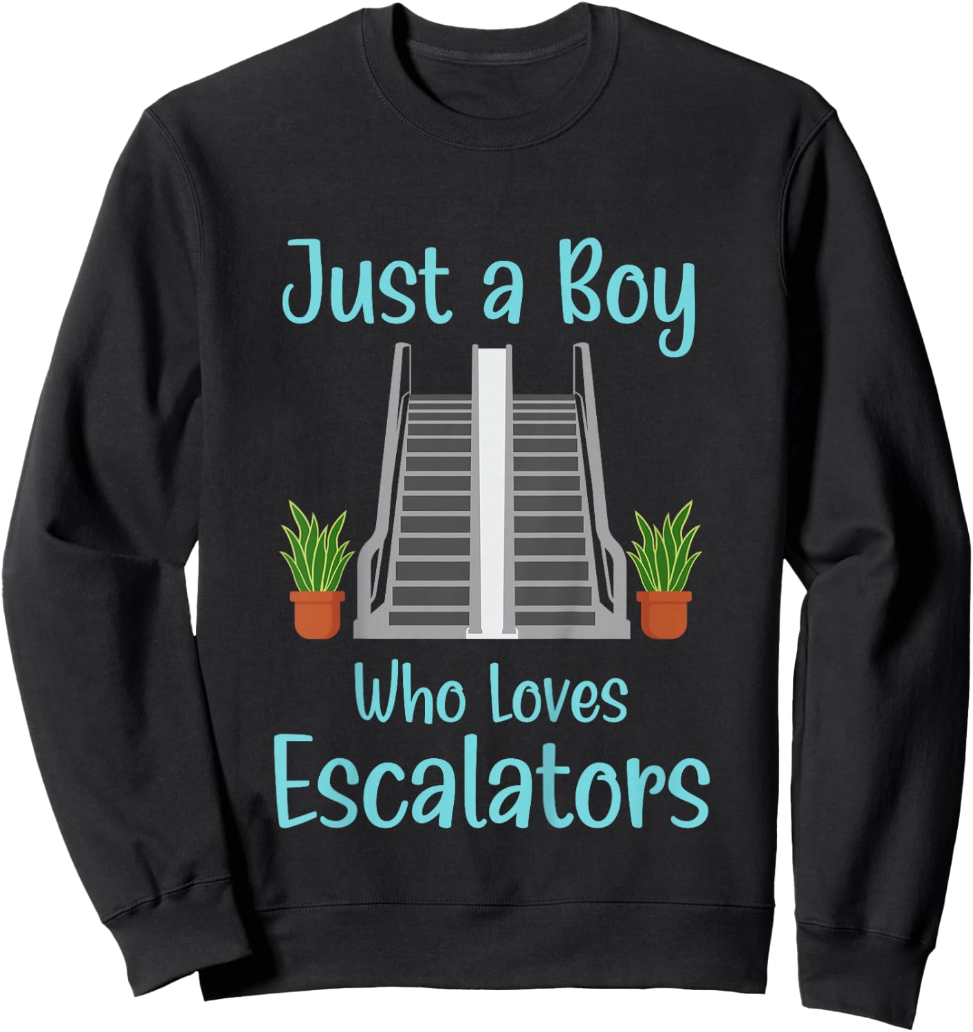 Kids Just A Boy Who Loves Escalators Cute Distracted By Escalator Sweatshirt - Sweatshirt | Black