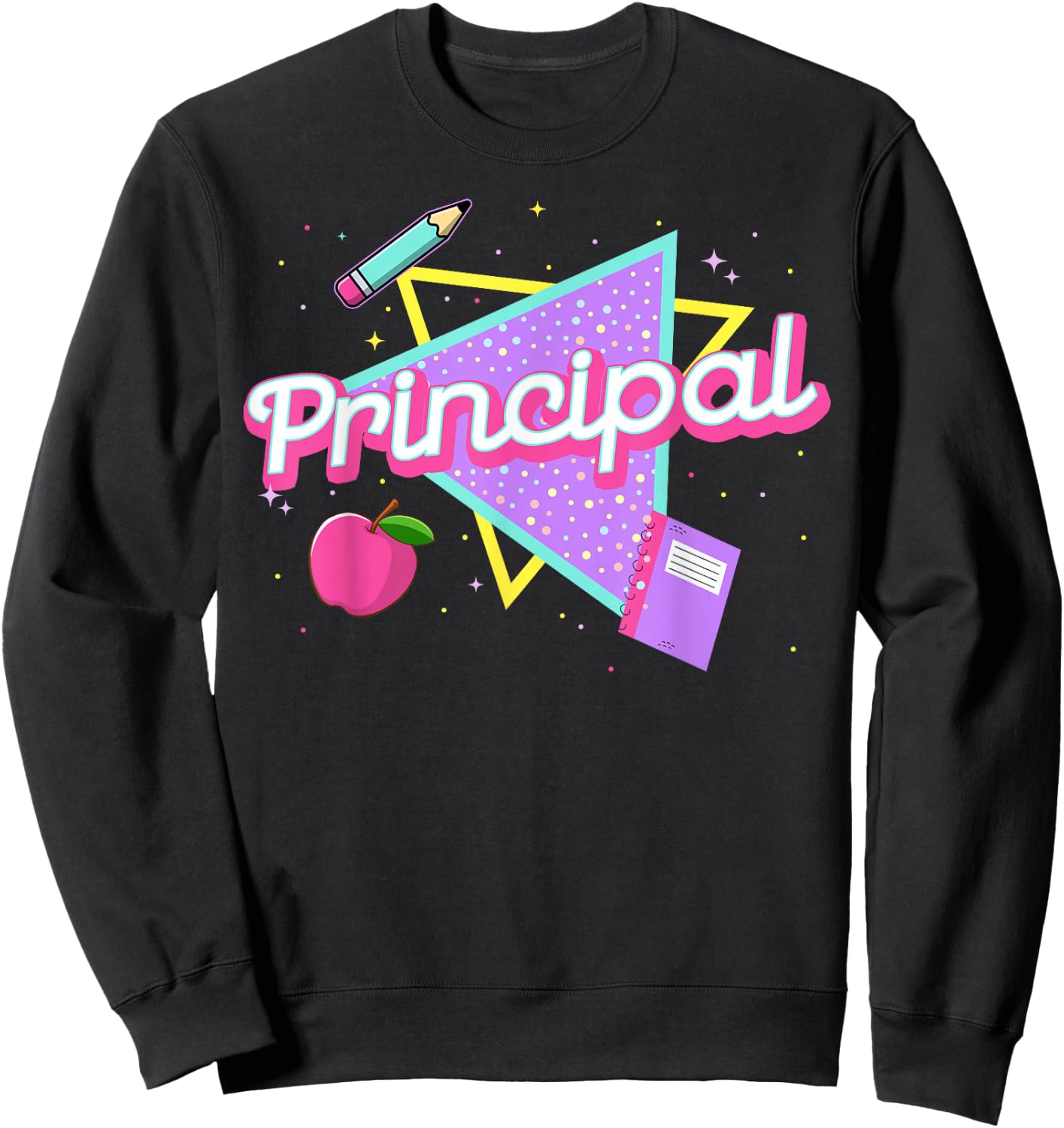 Cute Principal Shirt Retro 80's 90's Style Principal Gifts Sweatshirt - Sweatshirt | Black