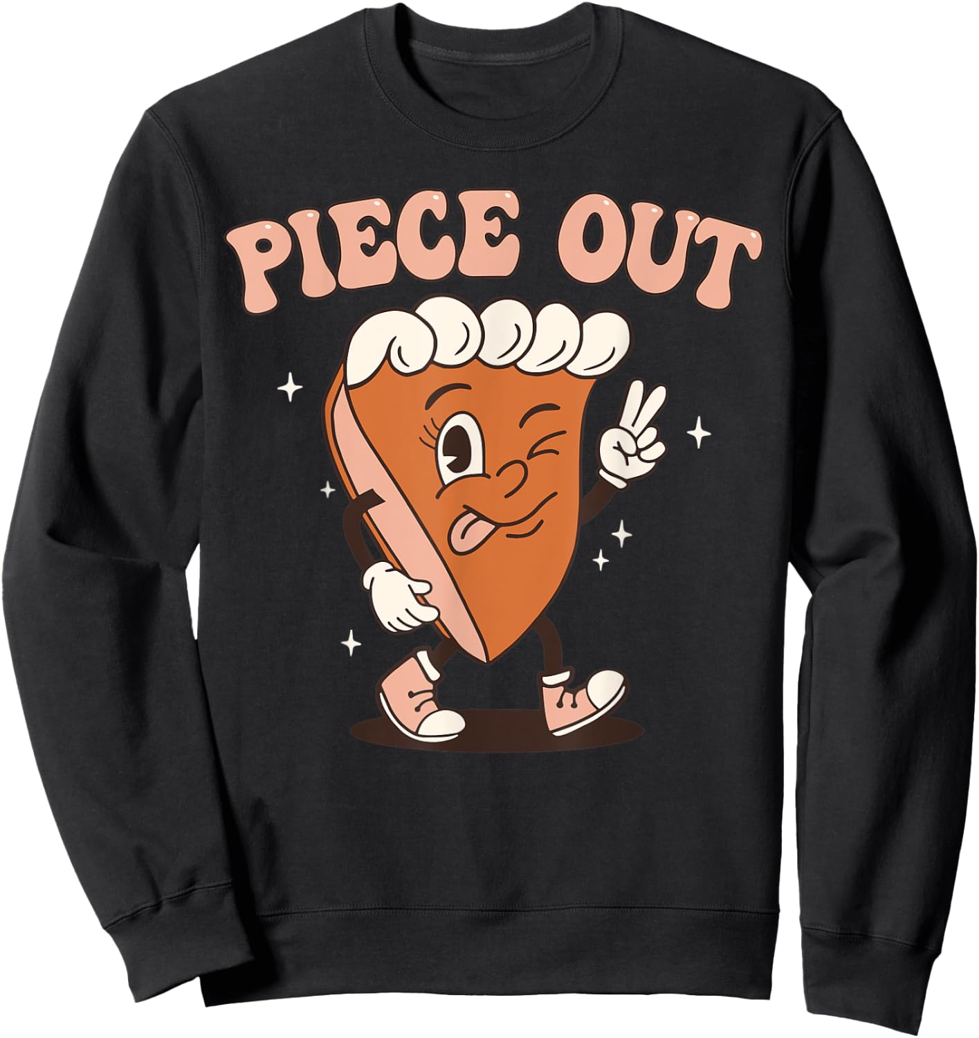 Groovy Thankful Pumpkin Pie Retro Piece Out Thanksgiving Sweatshirt - Sweatshirt | Black