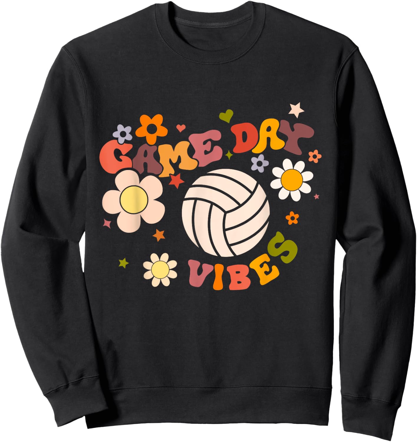 Volleyball Game Day Vibes Volleyball Mom Girl Cheerleader Sweatshirt - Sweatshirt | Black