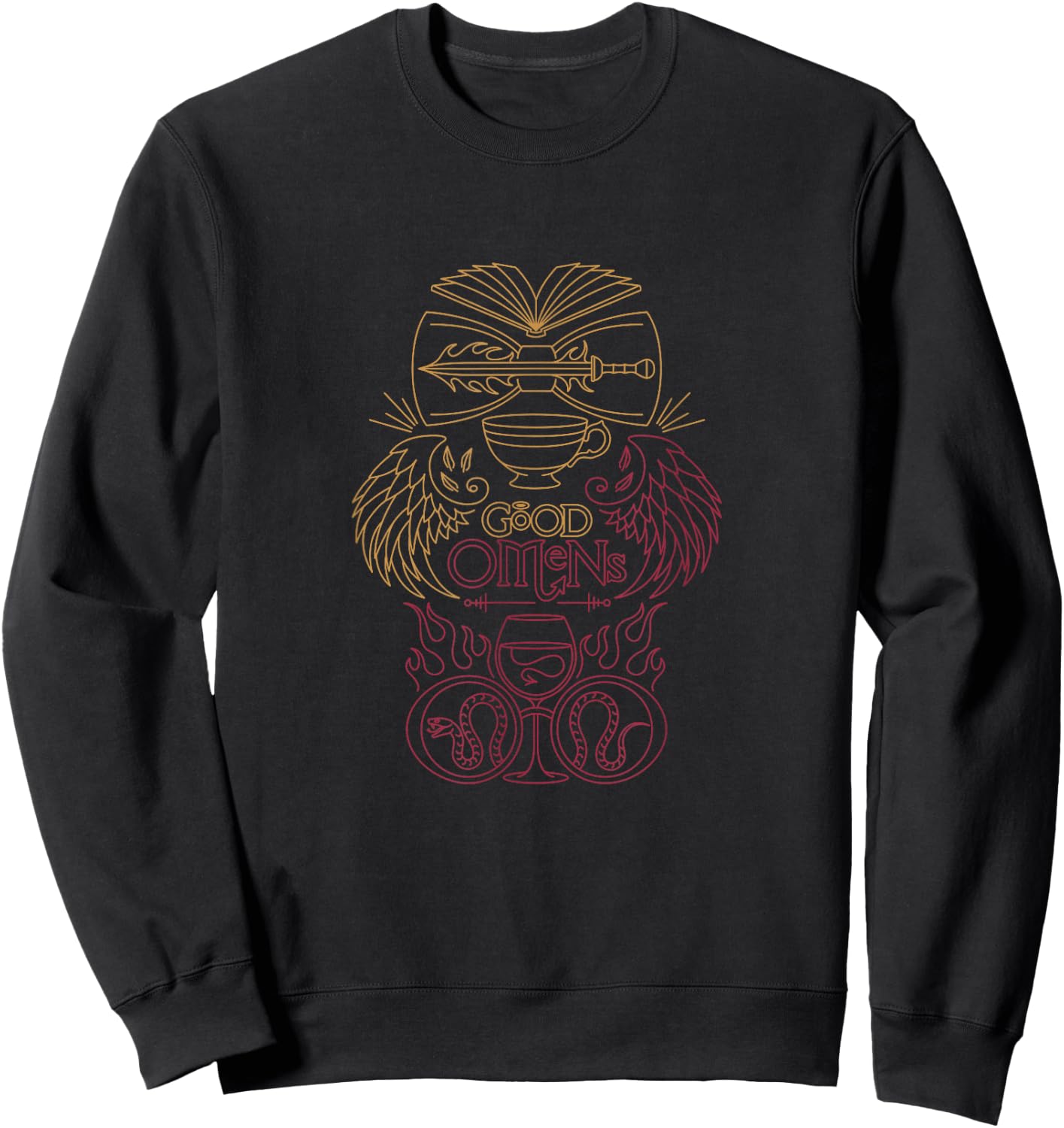 Good Omens - Gold and Red Crest Sweatshirt - Sweatshirt | Black