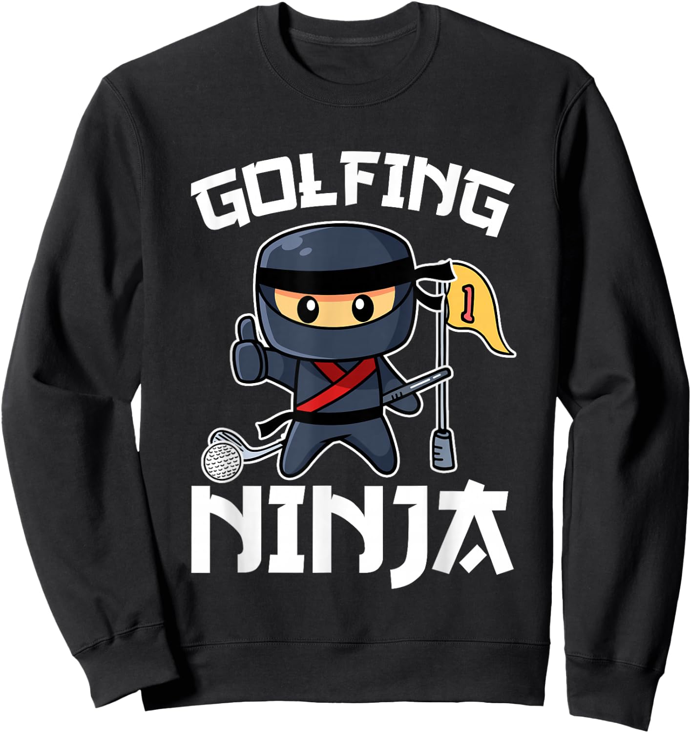 Golfing Ninja Women Golf Funny Sweatshirt - Sweatshirt | Black