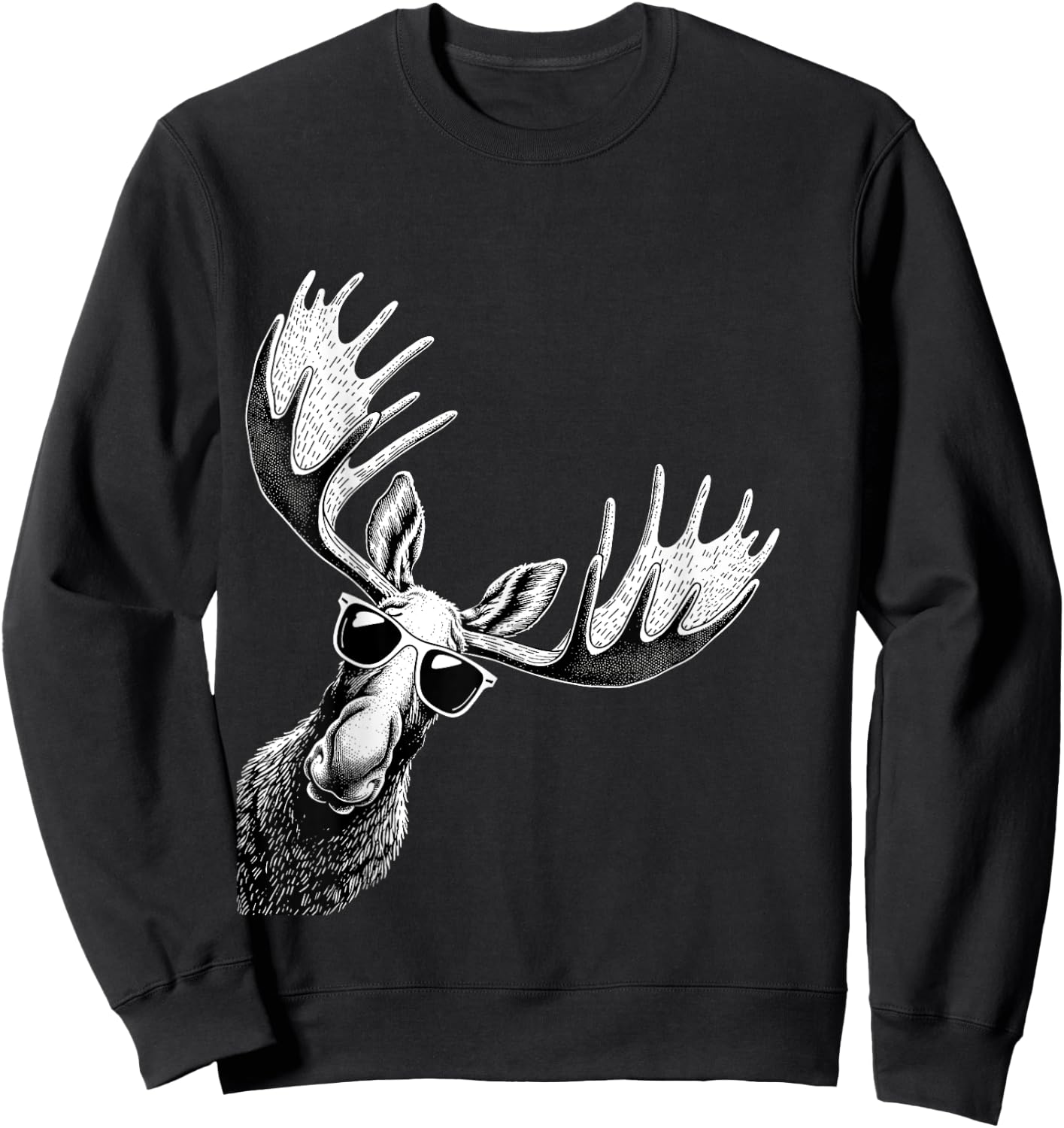 Funny Moose Wearing Sunglasses Alaska Moose Lovers Sweatshirt - Sweatshirt | Black