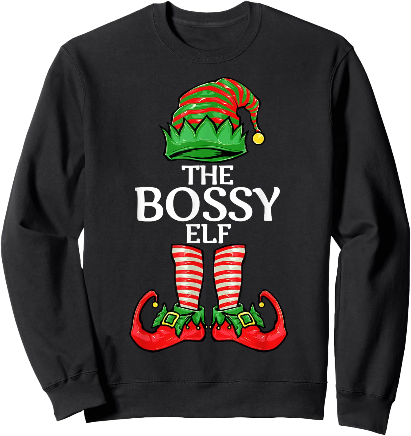 Bossy Elf Christmas Family Matching Group Sweatshirt - Sweatshirt | Black