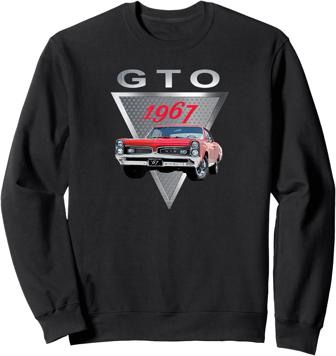 American Muscle CAR, RED 1967 GTO, Classic HOT RODS, CAR Guy Sweatshirt - Sweatshirt | Black