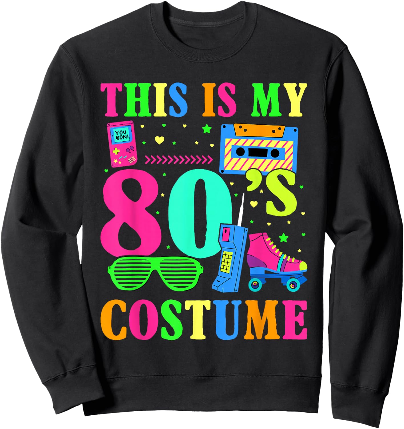 This is My 80s Costume Halloween Party Pop Lover Idea Sweatshirt - Sweatshirt | Black