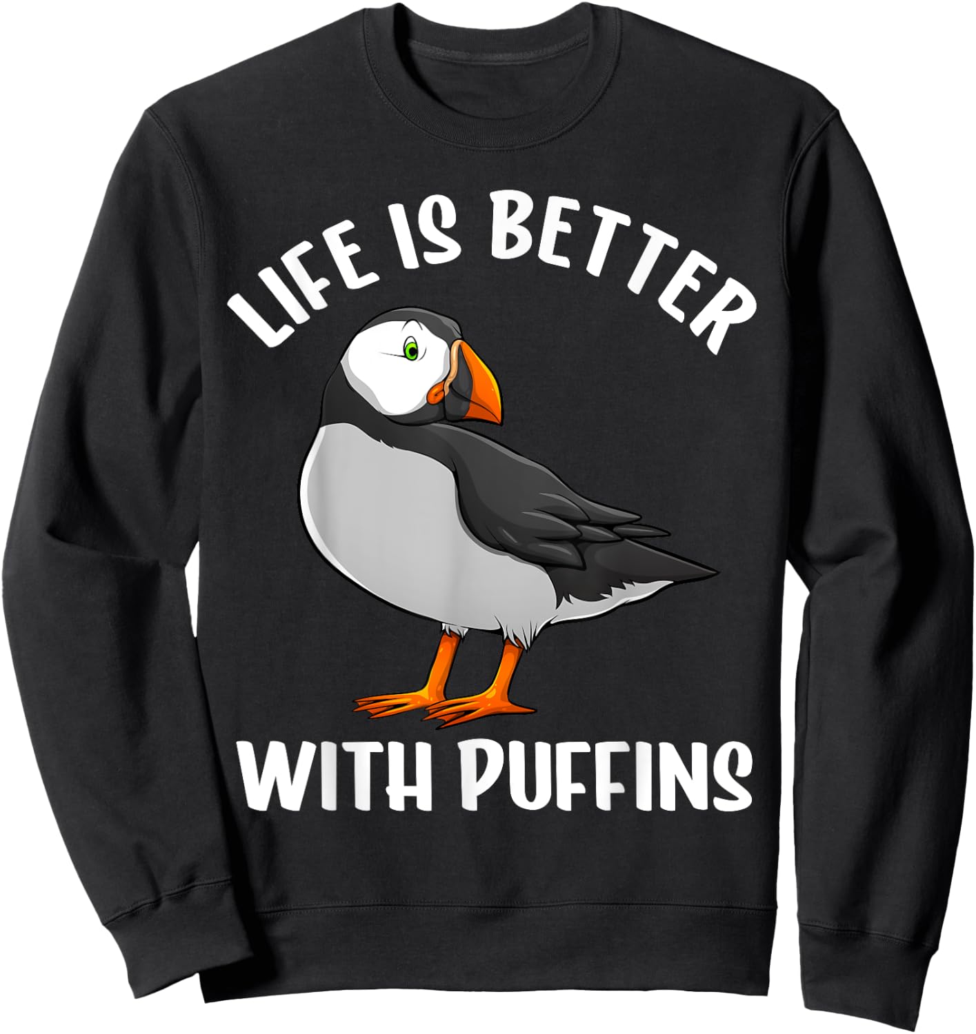 Funny Puffin Bird Design Women Auks Seabird Lovers Sweatshirt - Sweatshirt | Black